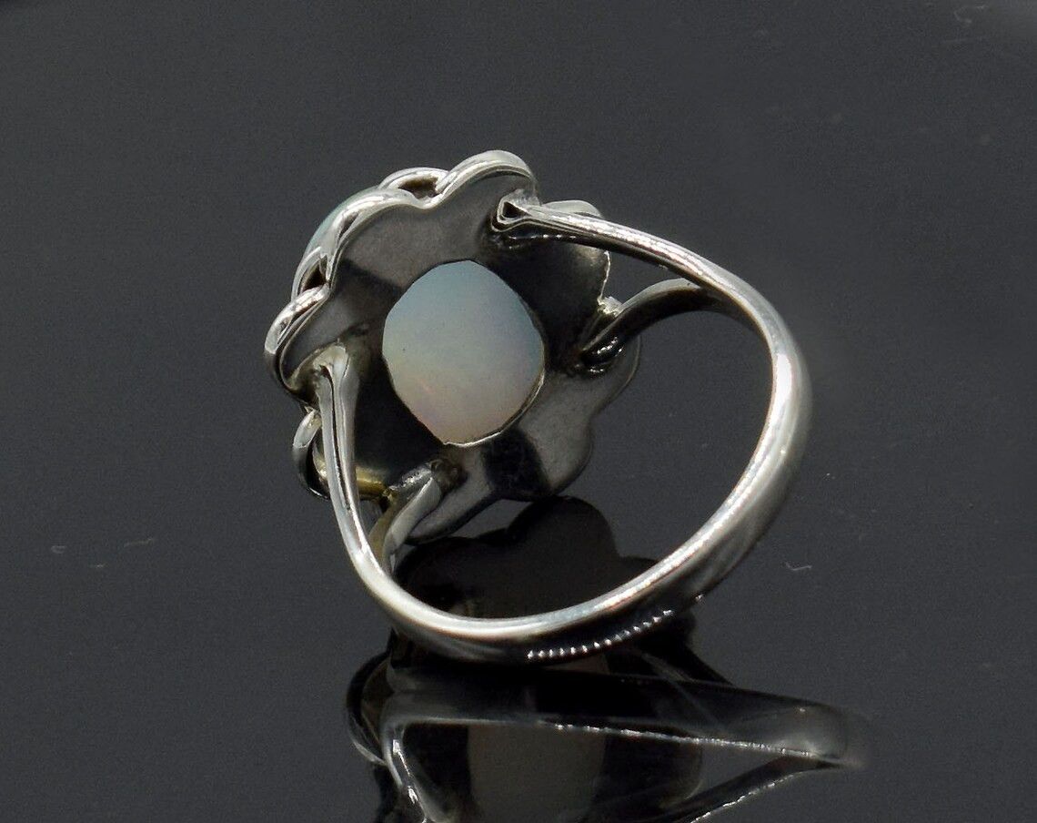 Handmade Natural Ethiopian Opal Ring Sterling Silver Jewelry Size ONE SIZE - 5 Thumbnail