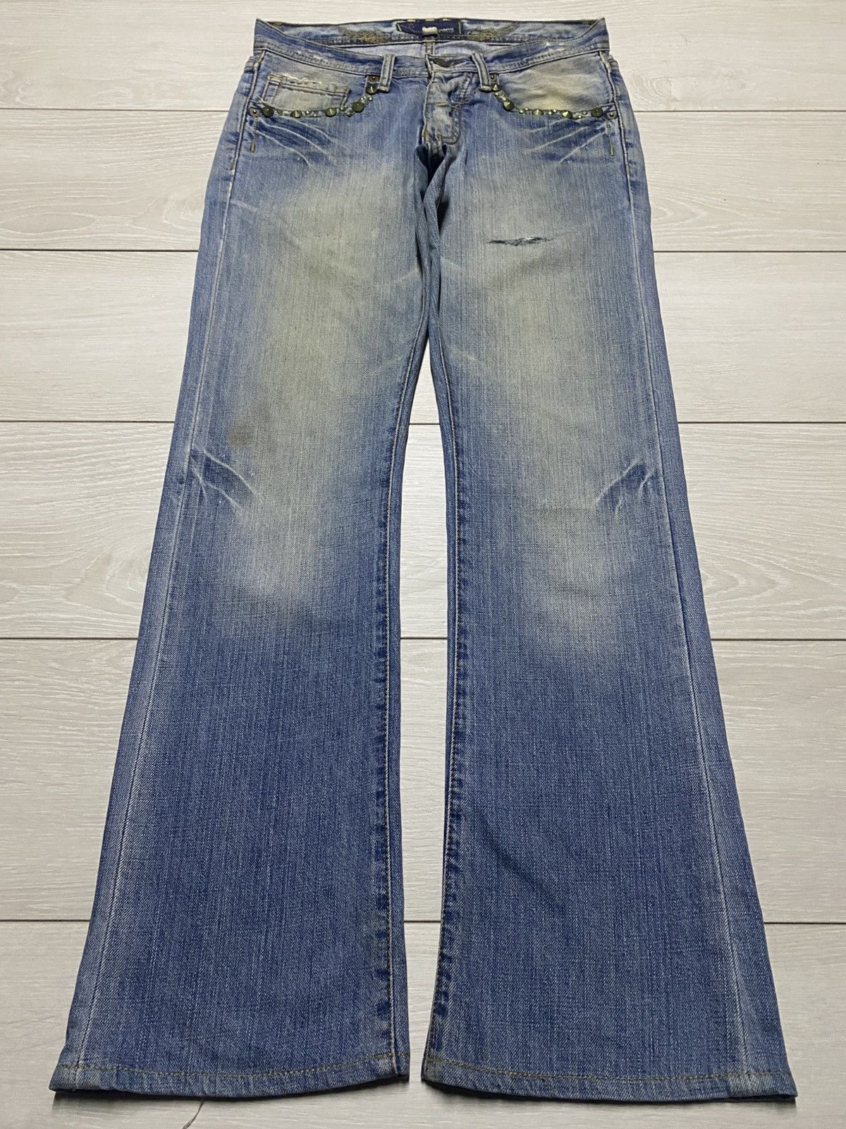 Tornado Mart Vintage Japanese Brand JC Studded Embroidered Cross Flare Size US 30 / EU 46 - 2 Thumbnail