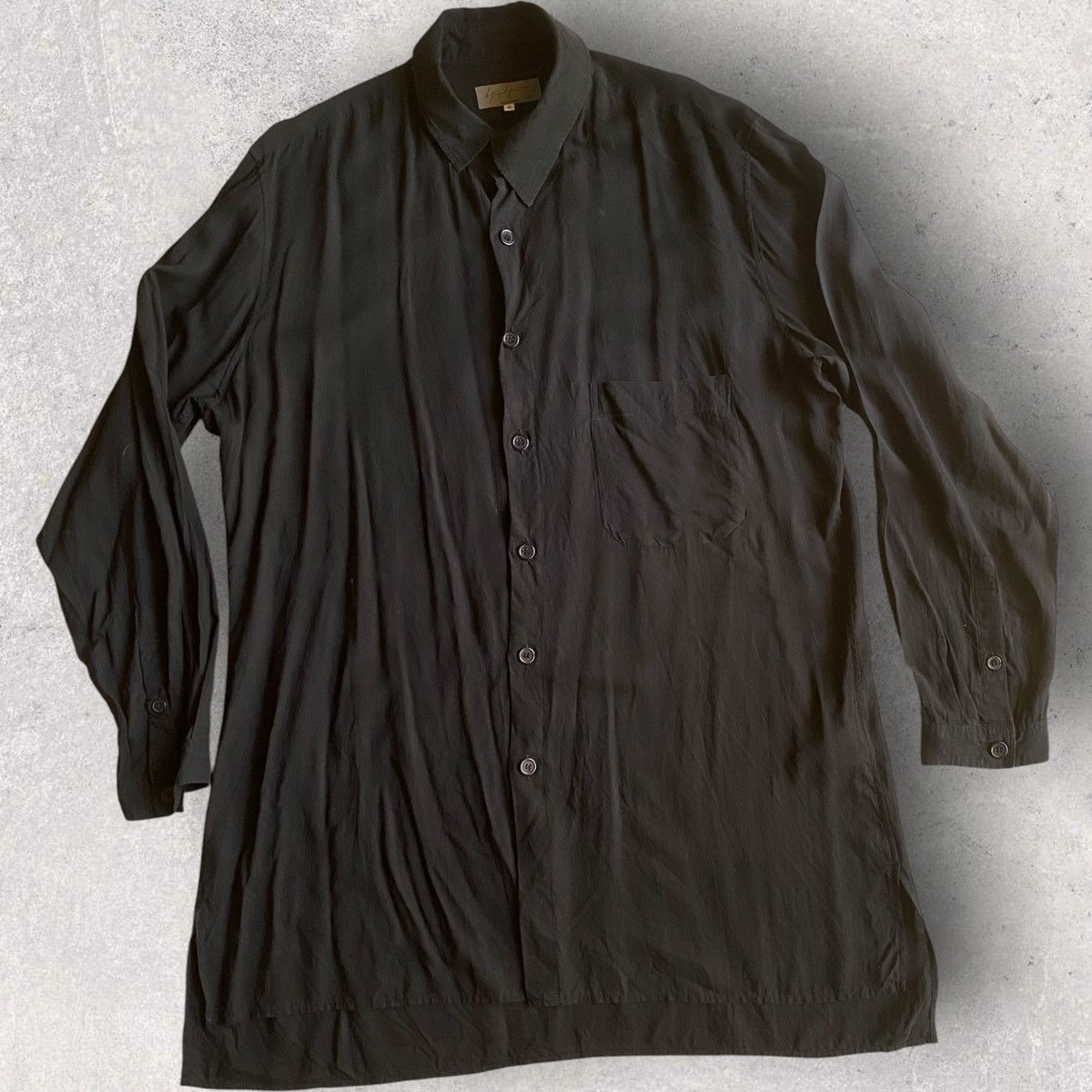 Yohji Yamamoto SS20 Asymmetric Collar Tencel Shirt Size US M / EU 48-50 / 2 - 5 Thumbnail