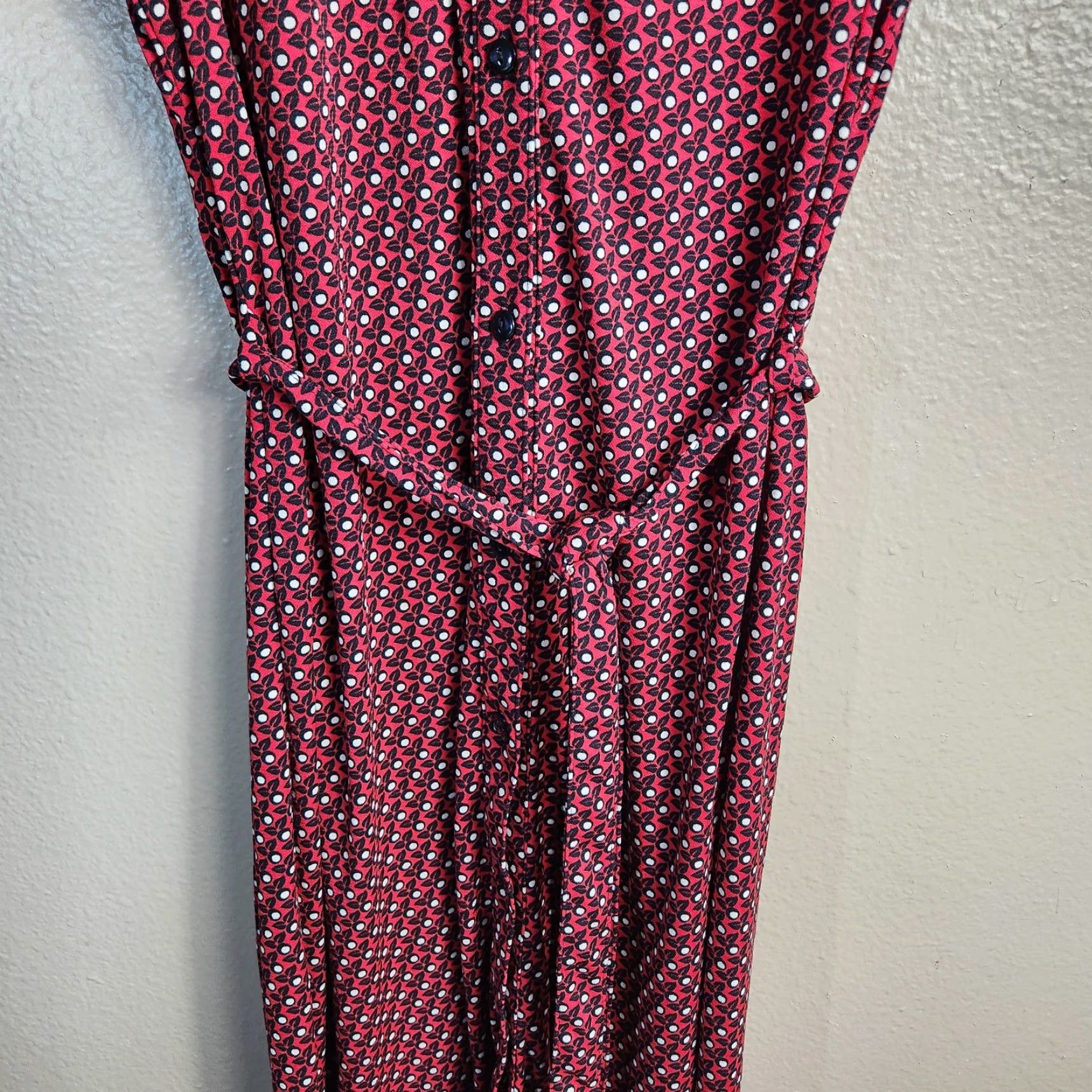 Mossimo VINTAGE Mossimo Womens Shirtdress Sleeveless Red Floral Buttonfront Belted Collared Midi Dress Mens Womens Size M / US 6-8 / IT 42-44 - 4 Thumbnail