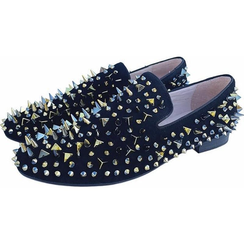 Other Justar Men's 11 Black Suede Studded Loafer Slide-On Shoes Size US 11 / EU 44 - 4 Thumbnail