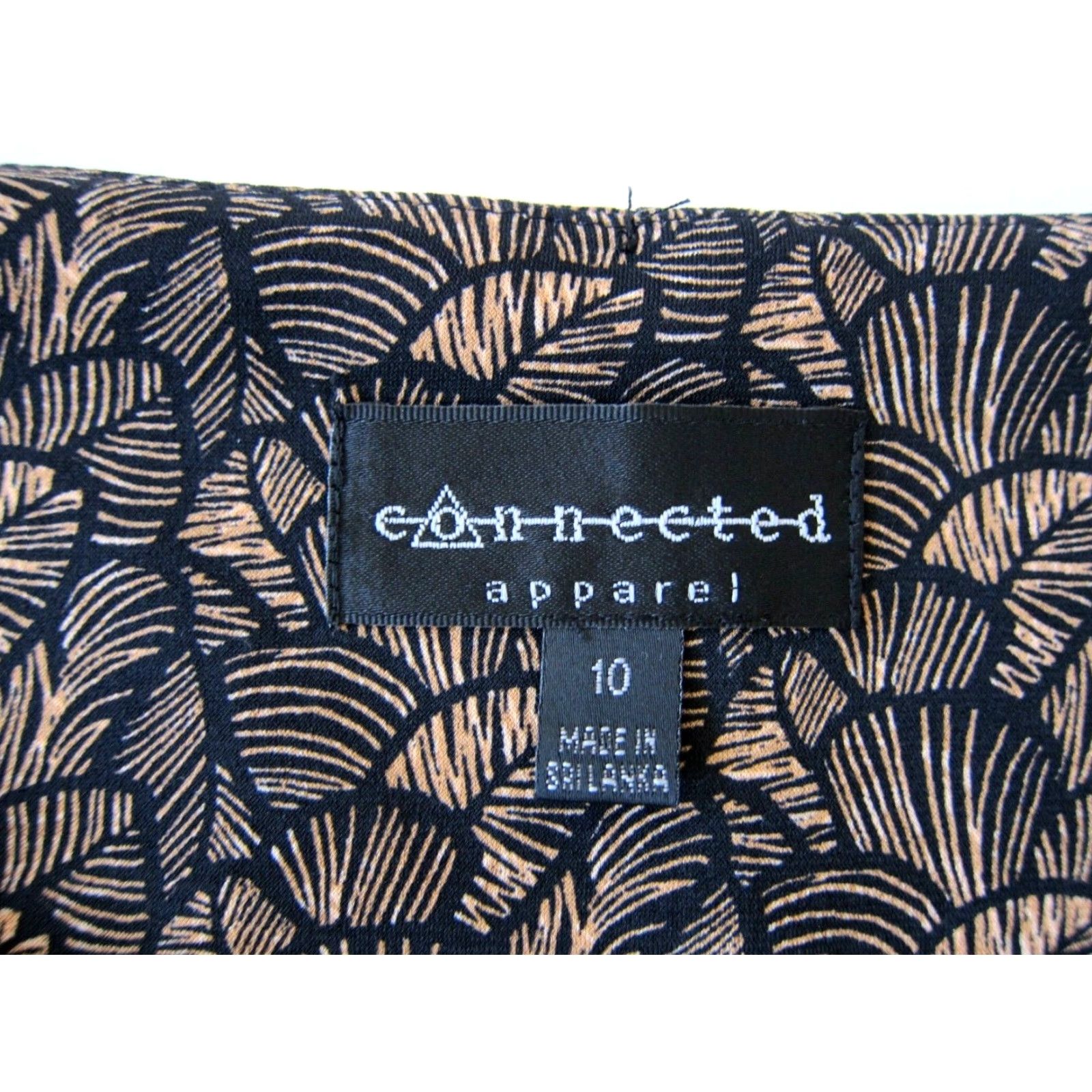 Vintage Connected Apparel Black Brown Floral Stretch Cap Sleeve A-Line Dress Size 10 Size L / US 10 / IT 46 - 4 Thumbnail