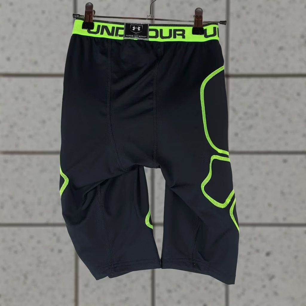 Under Armour Under Armour HeatGear Compression Shorts Mens Small Black Green GameDay Size US 29 - 1 Thumbnail