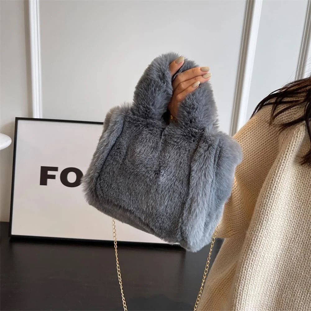 Other Fluffy Tote Bag Faux Fur Bag Purse Plush Handbag Furry Purse Size ONE SIZE - 2 Thumbnail