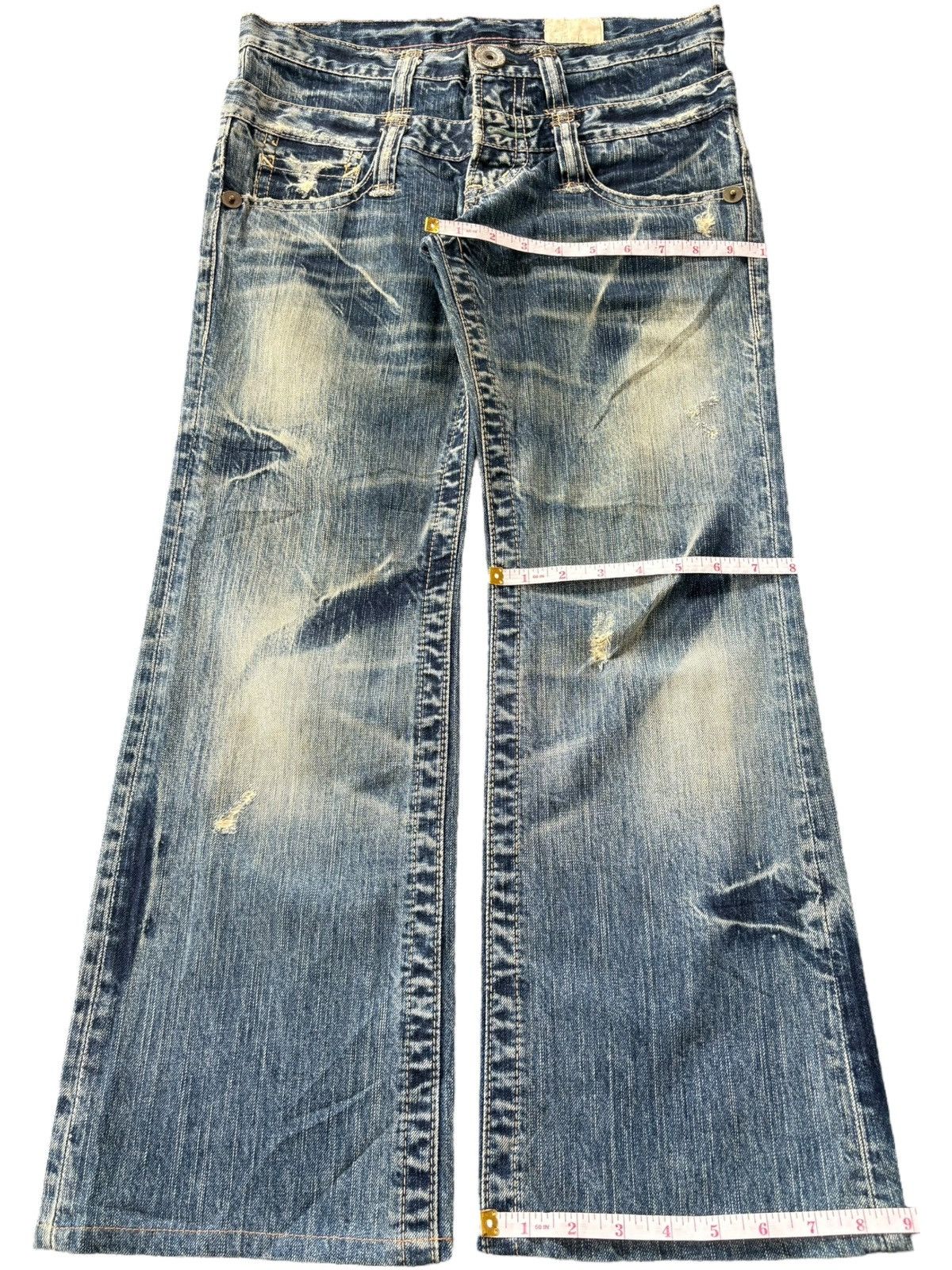 GOSTAR DE FUGA Vintage Japanese Brand Mud Wash Distress Flare Jeans Size 31" - 9 Thumbnail