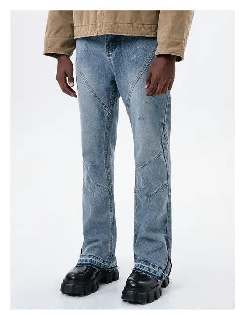 VIBE zipper patchwork faded damaged flared jeans Size US 32 / EU 48 - 1 Thumbnail