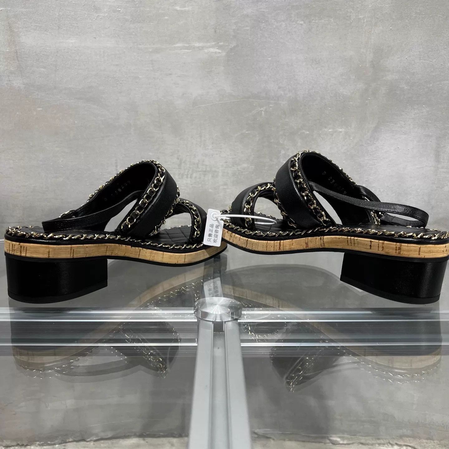 Chanel Chanel Black Platform Chain Sandal 37 YH24605 Size US 6.5 / IT 36.5 - 5 Thumbnail