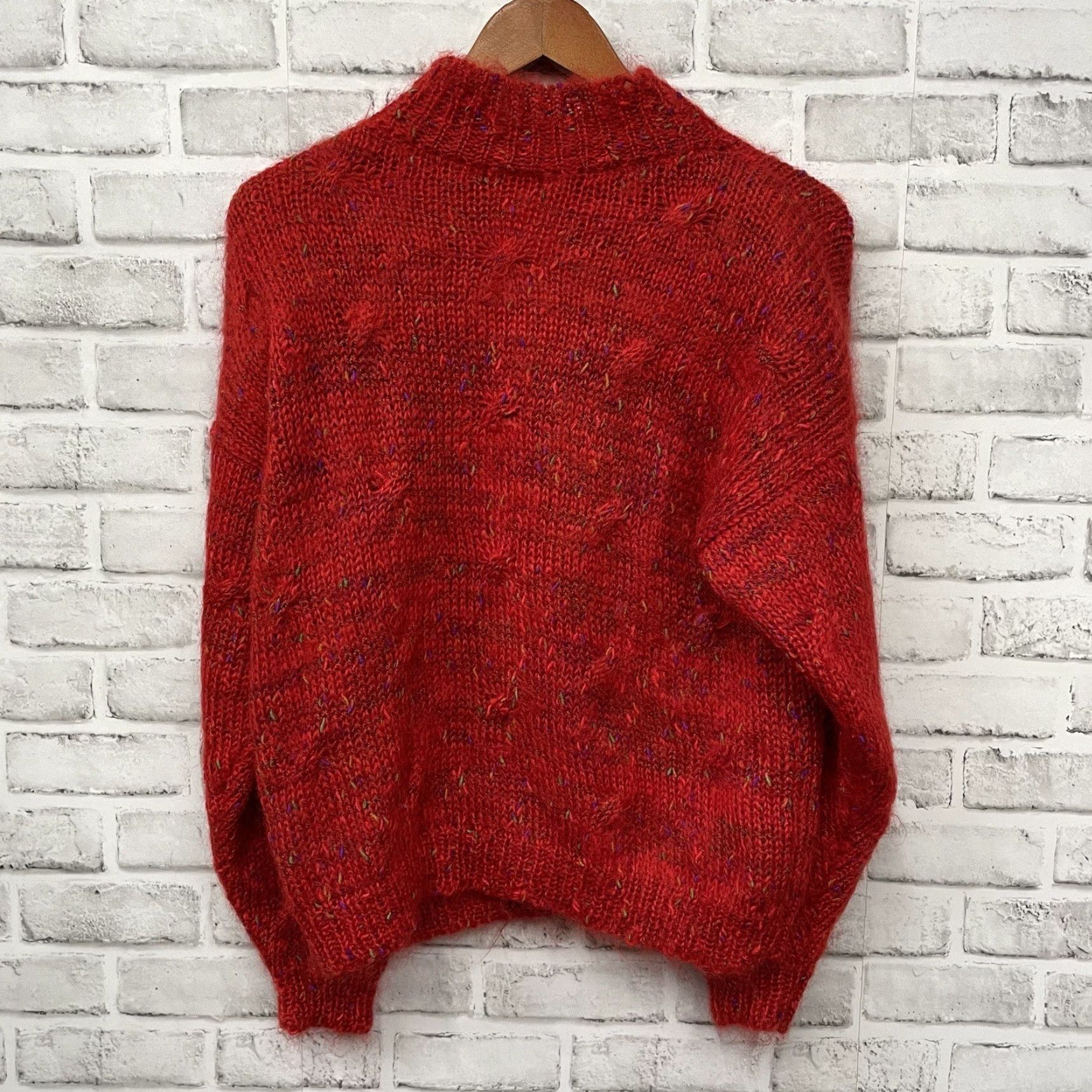 Vintage VINTAGE Pappas Designs Mohair Blend Red Pullover Sweater One Size Fits All Size ONE SIZE - 5 Thumbnail