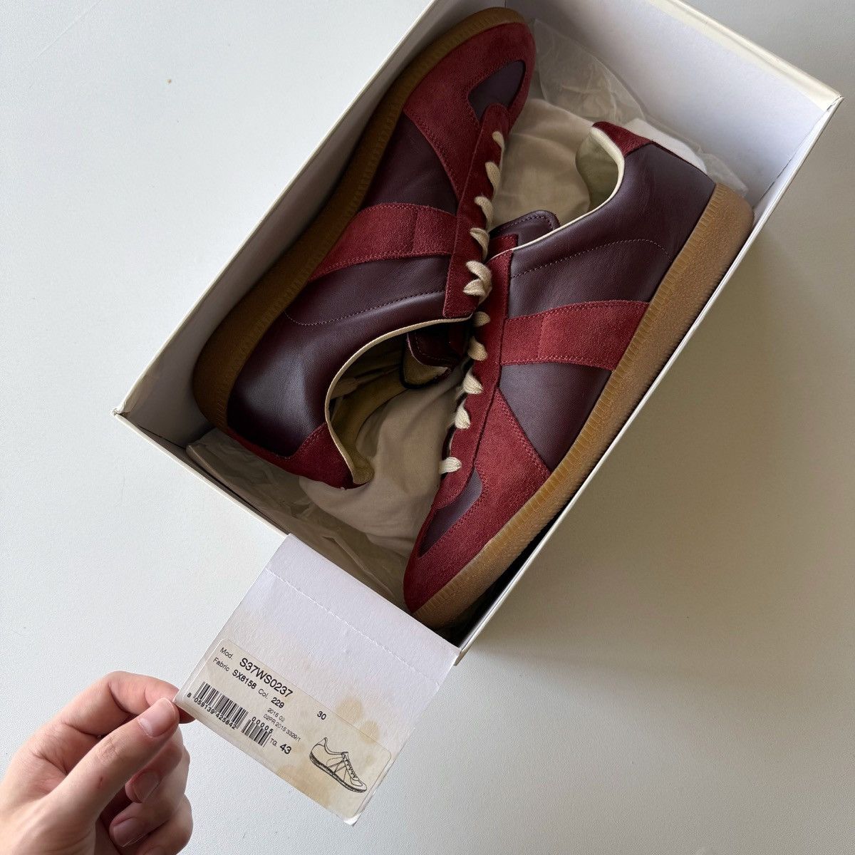 Maison Margiela 2015 Maison Margiela Burgundy Oxblood GATs Size US 10 / EU 43 - 19 Thumbnail