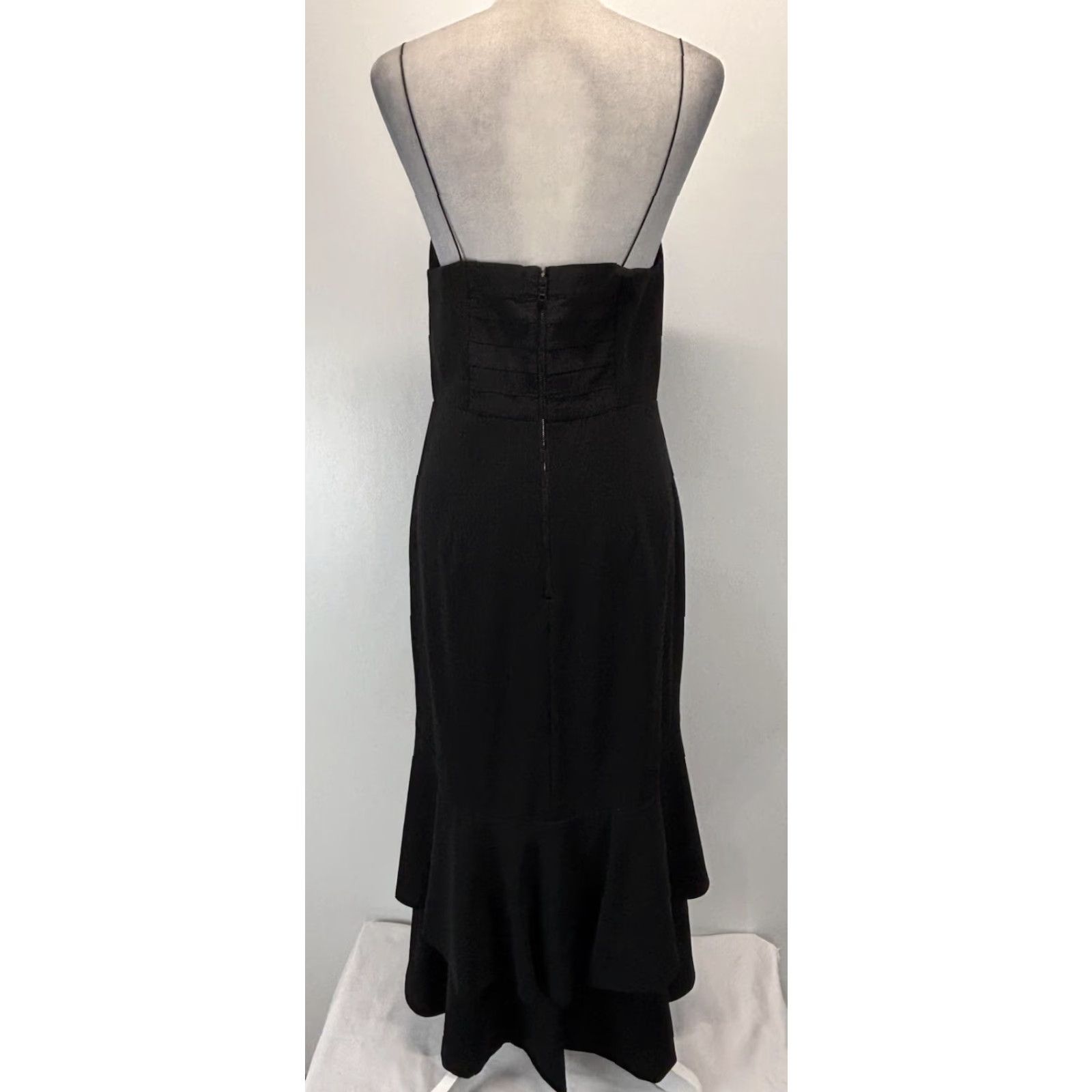 Alice + Olivia Alice + Olivia Midi Dress Gown Sz 10 Women’s Black Tiered Skirt Spaghetti Straps Size 32" / US 10 / IT 46 - 3 Thumbnail