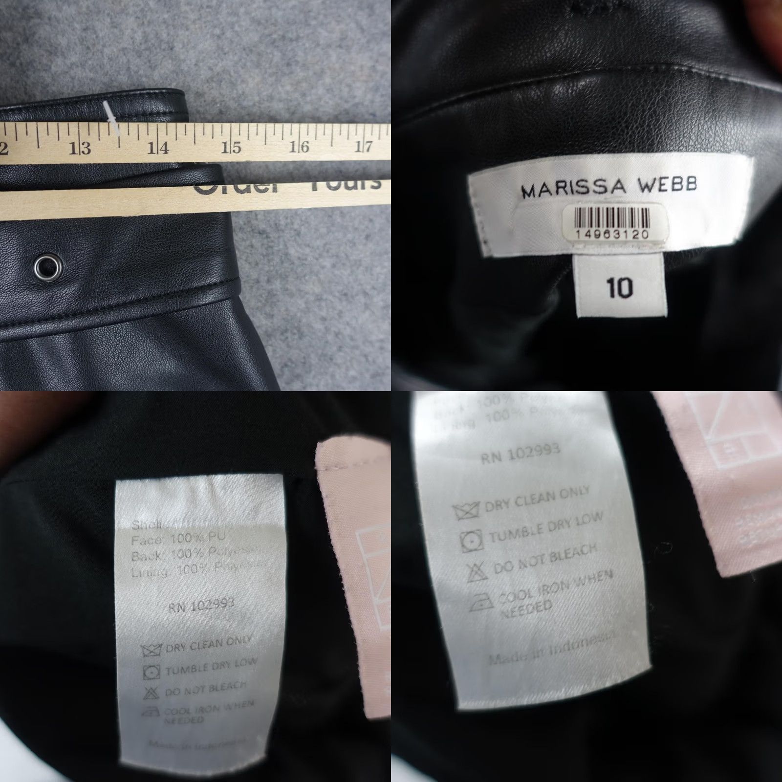 Marissa Webb Marissa Webb Pants Womens 10 Black Faux Leather Paperbag Tapered Slit Hem Edgy Size 32" / US 10 / IT 46 - 11 Thumbnail