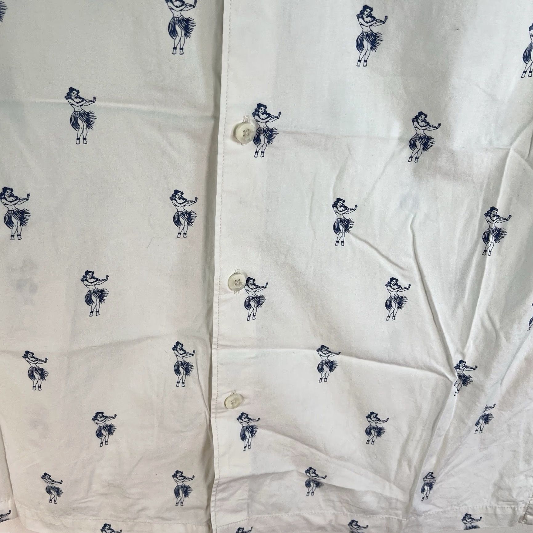 Tommy Bahama VINTAGE Tommy Bahama Hula Girl Buttoned Up Shirt Men’s Size M White/Blue Short Sleeve Size US M / EU 48-50 / 2 - 3 Thumbnail