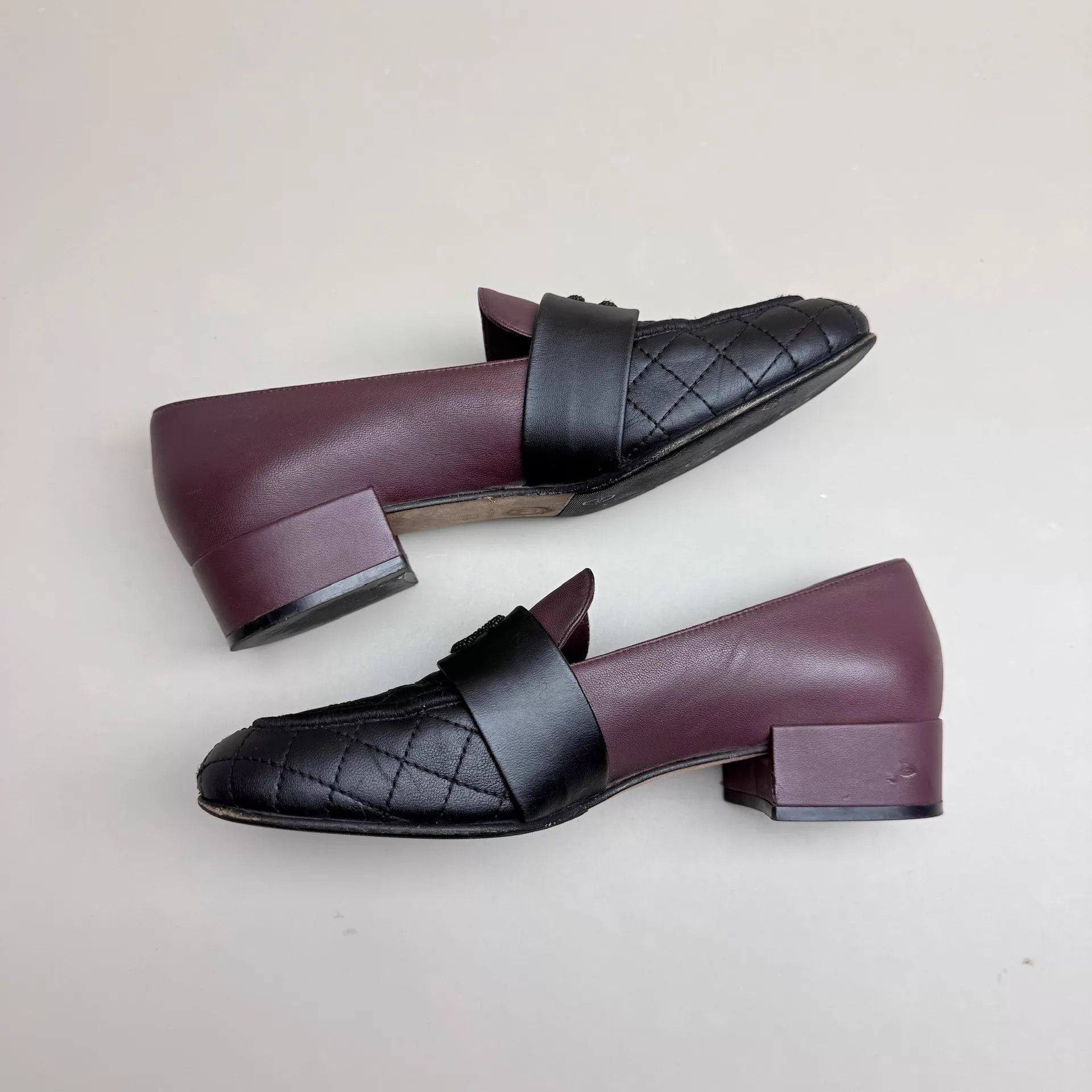 Chanel CHANEL CC Quilted Black Purple Loafer 37 99New Size US 6.5 / IT 36.5 - 5 Thumbnail