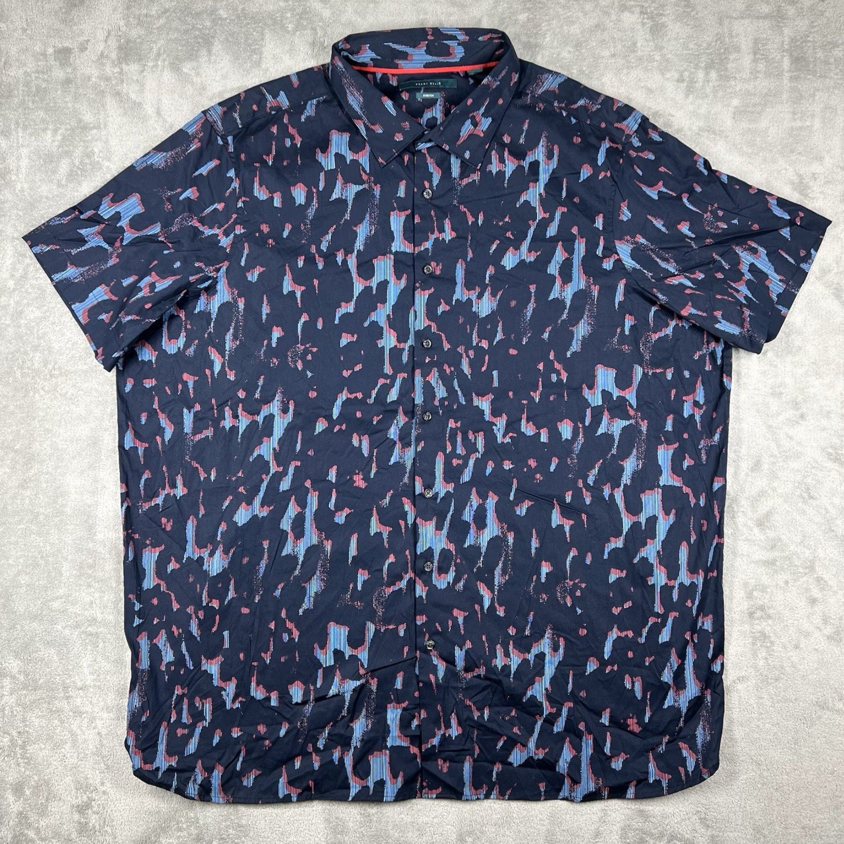 Perry Ellis Perry Ellis Men's Button-Up Shirt Short Sleeve All Over Print Blue 3XLT Stretch Casual Travel Regular Mens Size US XXL / EU 58 / 5 - 2 Thumbnail
