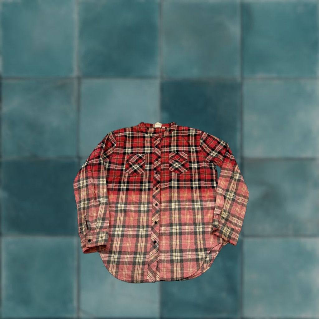 Z Supply VINTAGE Z SUPPLY Flannel Shirt Women’s Medium Red Plaid Band Collar Workwear Casual Adult M Red Plaid Mens? Size M / US 6-8 / IT 42-44 - 1 Thumbnail