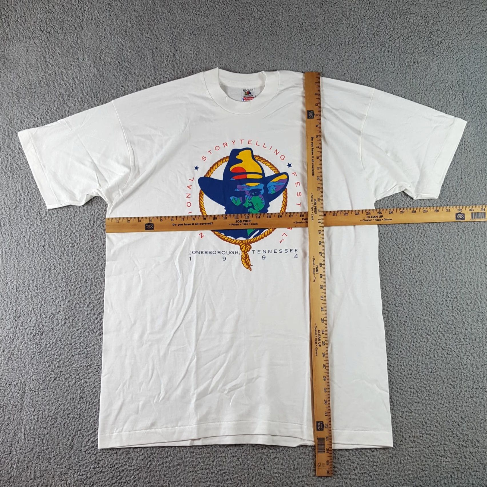 Fruit Of The Loom VINTAGE 90s Fruit of the Loom Western T-Shirt Size 2XL Cowboy Solid White Short Sleeve Festival Mens Size US XXL / EU 58 / 5 - 6 Thumbnail