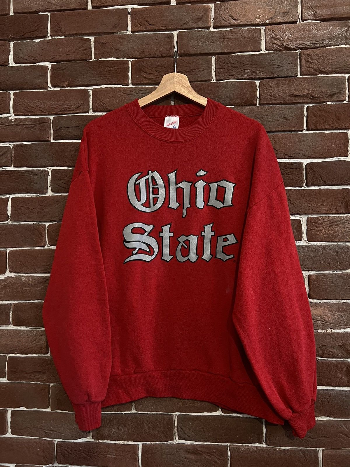 Jerzees Vintage 80s Ohio State Logo Jerzees Crewneck Red Large Hype Size US L / EU 52-54 / 3 - 1 Thumbnail