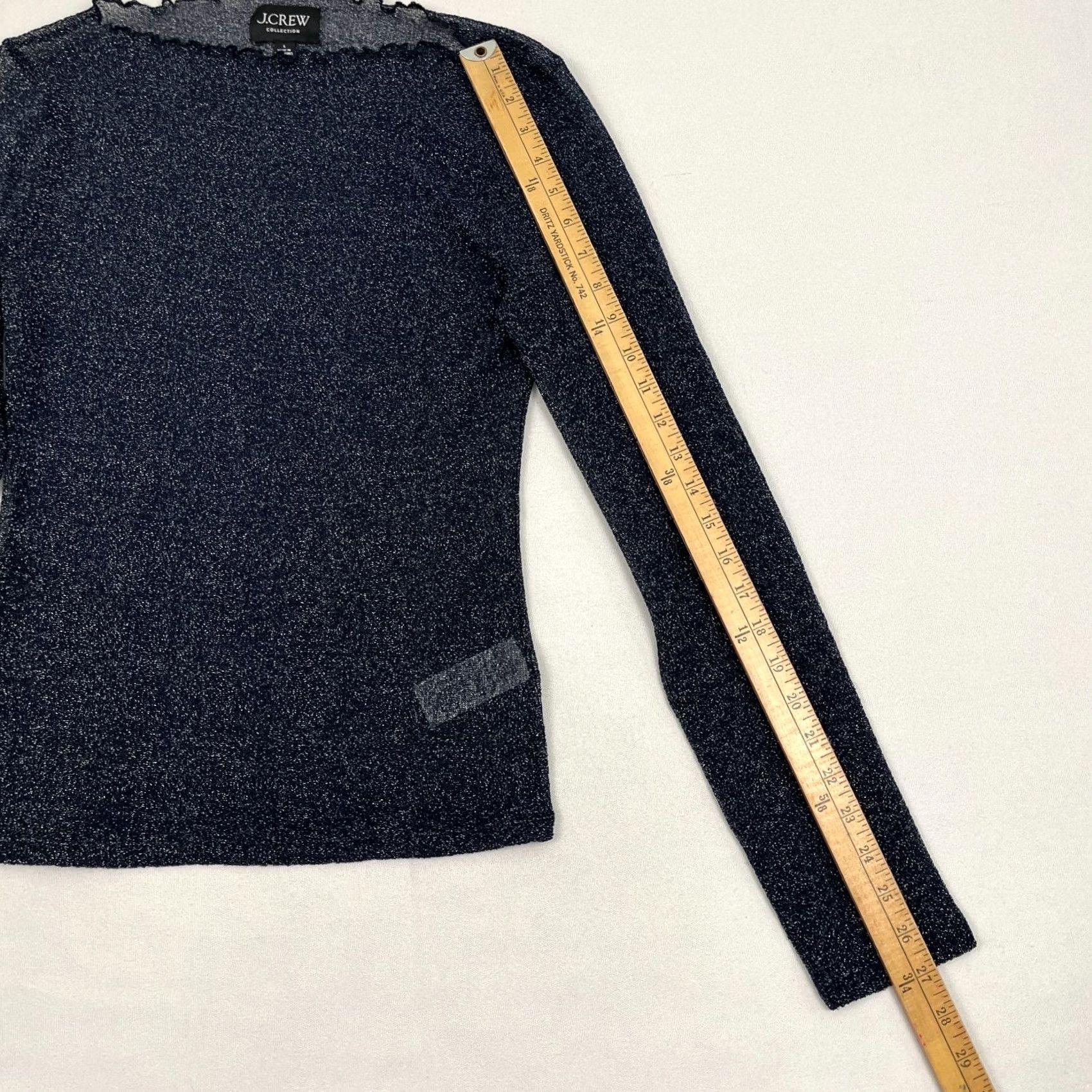 J.Crew J. Crew Blouse Womens L Blue Sheer Metallic Shimmer Boatneck Festival Layer CF674 Size L / US 10 / IT 46 - 4 Thumbnail