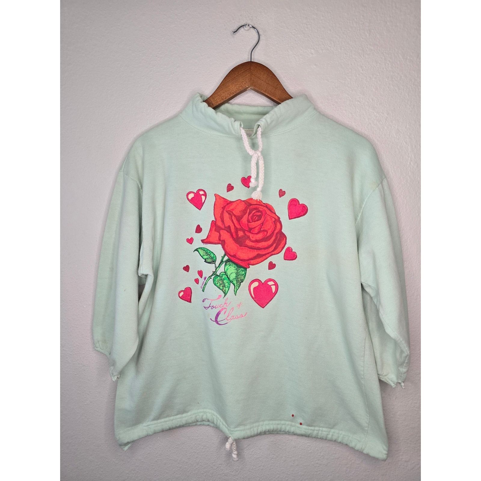 Vintage Vintage Womens Rose Sweatshirt M Touch Of Class 1989 80s Size M / US 6-8 / IT 42-44 - 1 Thumbnail
