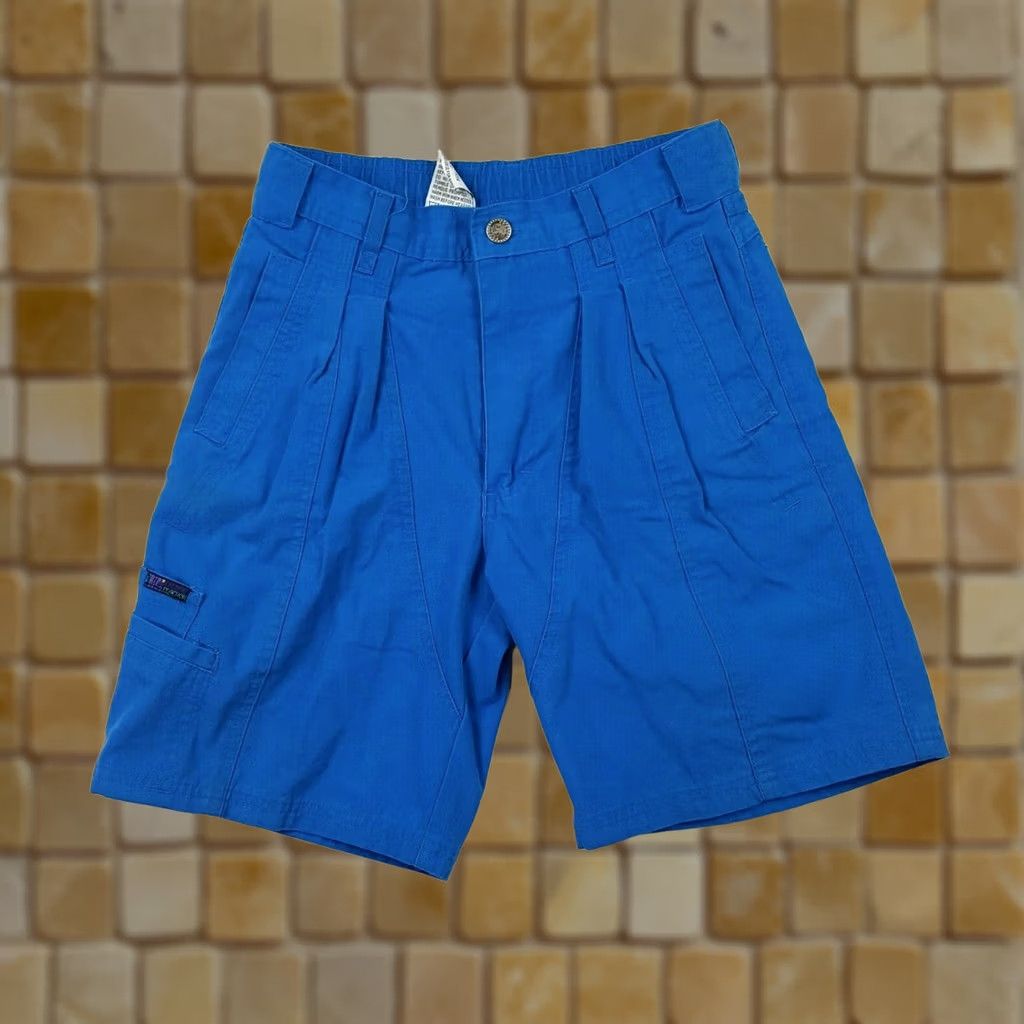 Vintage VINTAGE Peter B Blue Pleated Womens Size M 10/12 High Waist Relaxed Retro Outdoor Shorts Size 26" / US 2 / IT 38 - 1 Thumbnail