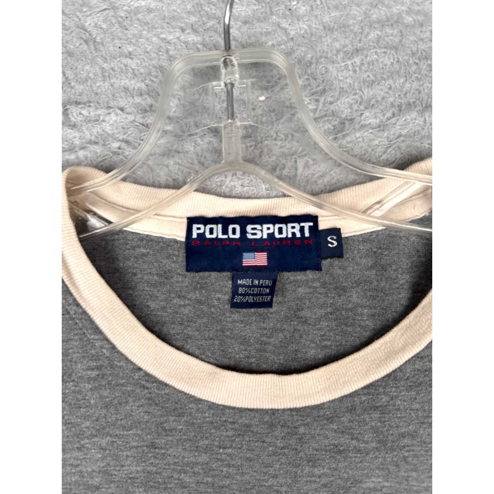 Vintage Polo Sport Ralph Lauren Shirt Adult Small Gray Cotton Crew USA Flag Size US S / EU 44-46 / 1 - 7 Thumbnail