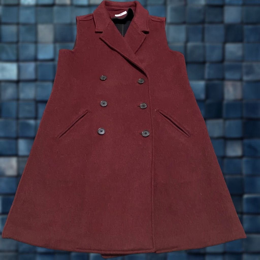 UNTUCKit UNTUCKit Womens XS Vest Jacket Red Double Breasted Longline Wool Blend Shirt Womens XS Vest Red Untuckit Longline Wool Blend Size XS / US 0-2 / IT 36-38 - 1 Thumbnail