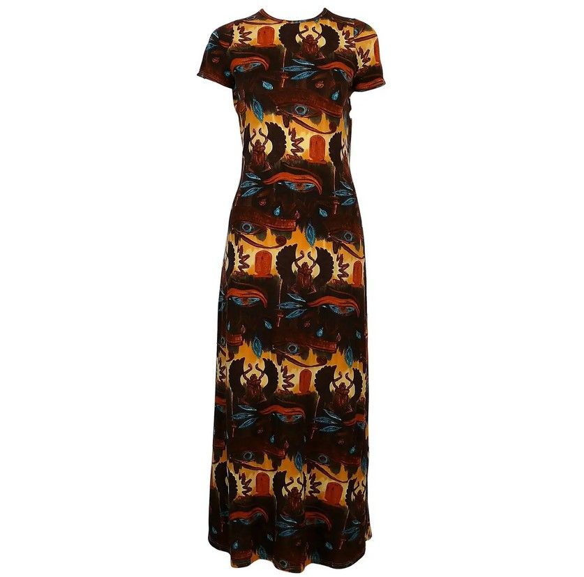 Jean Paul Gaultier Jean Paul Gaultier Egypt 1997 Horus Scarab Hieroglyph Dress Size S / US 4 / IT 40 - 2 Thumbnail