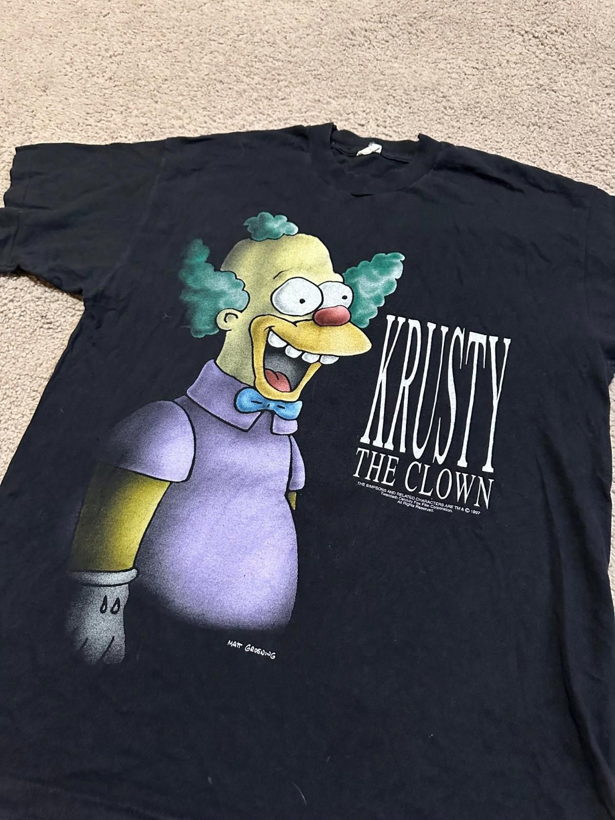 Fruit Of The Loom 1997 The Simpsons Krusty The Clown Single-Stitch T-Shirt Size US L / EU 52-54 / 3 - 4 Thumbnail