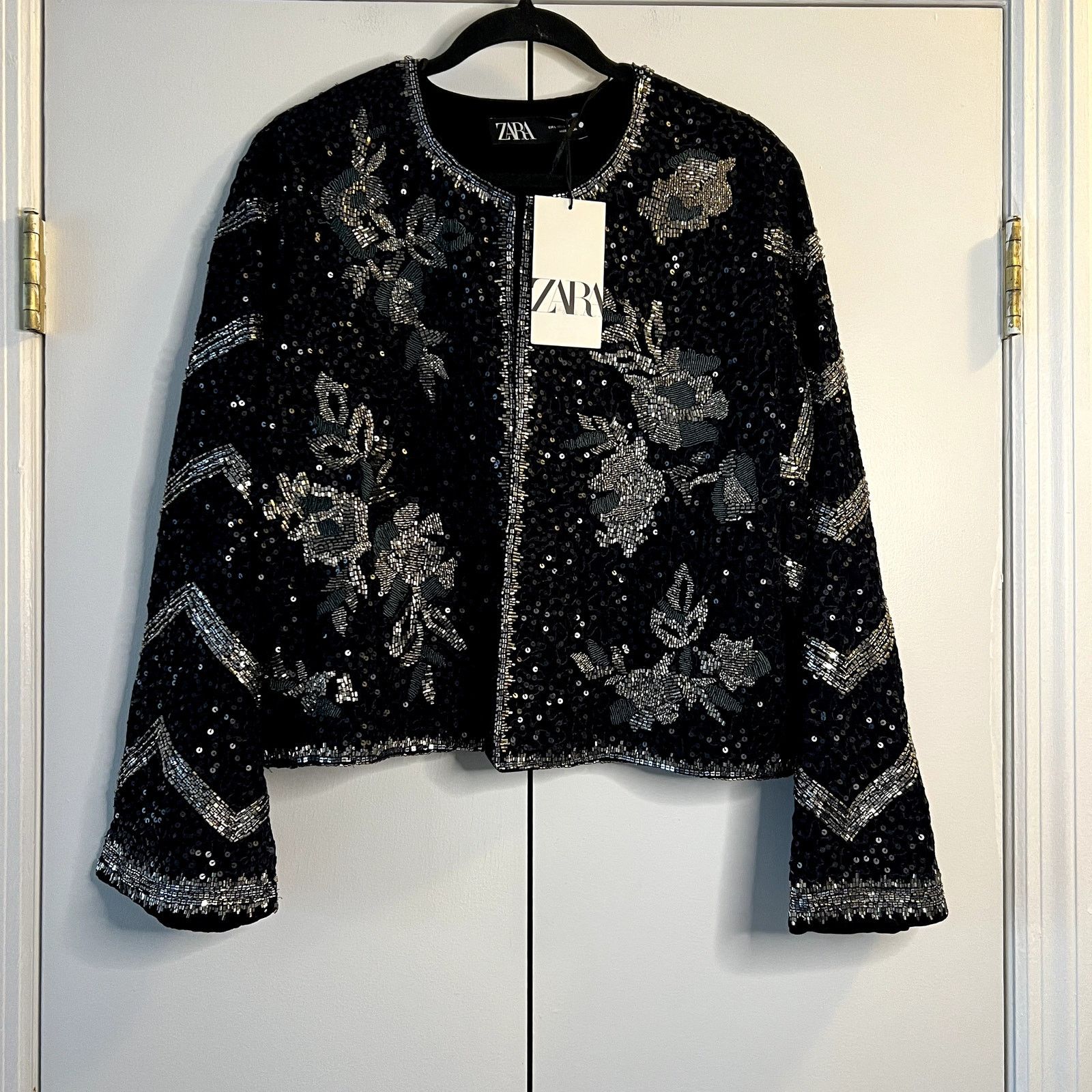 Zara Zara limited edition beaded and sequin embroidered navy Size L / US 10 / IT 46 - 6 Thumbnail