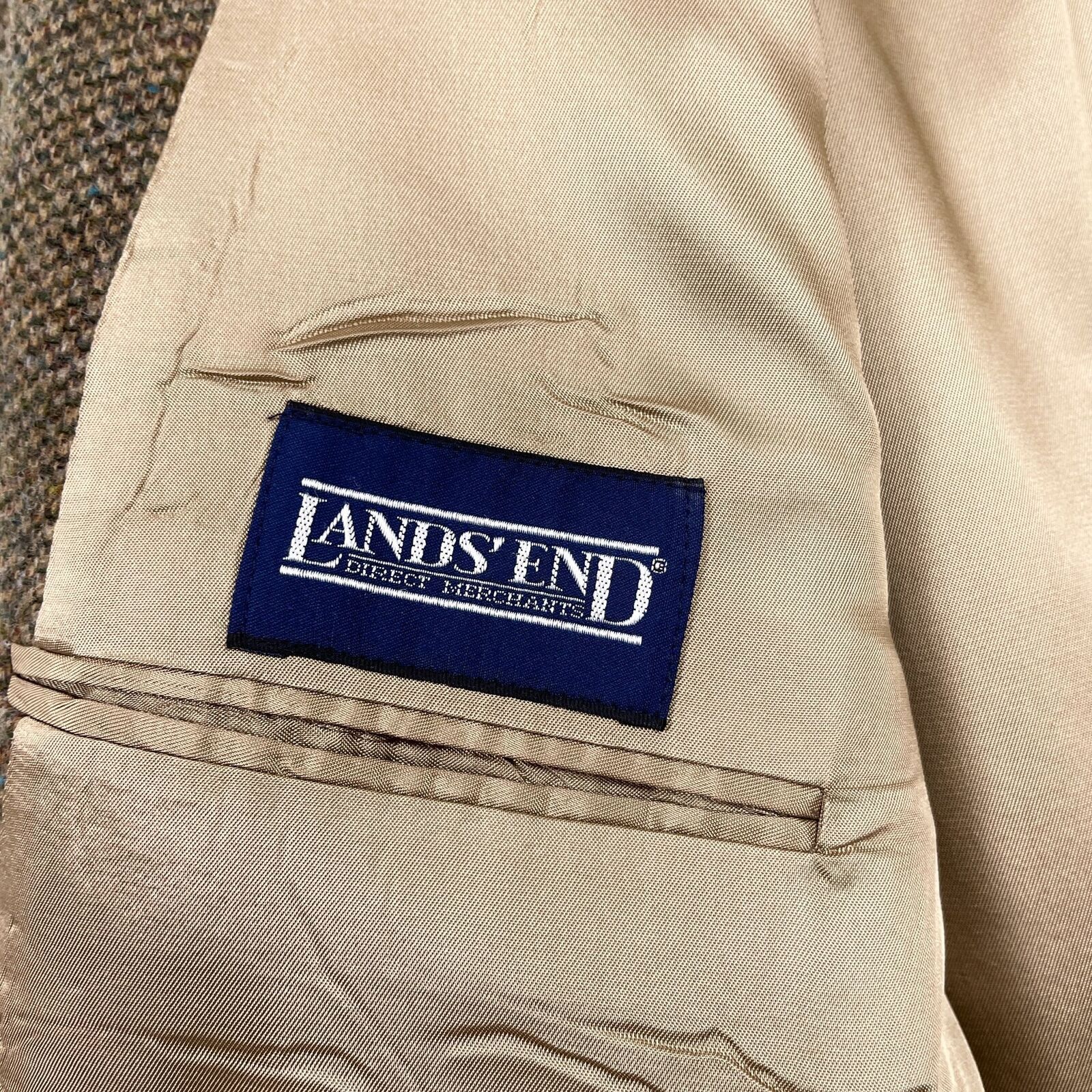 Lands' End Lands End Tweed Sport Coat Brown Lambswool Wool Mens 43L Size 40L - 8 Thumbnail