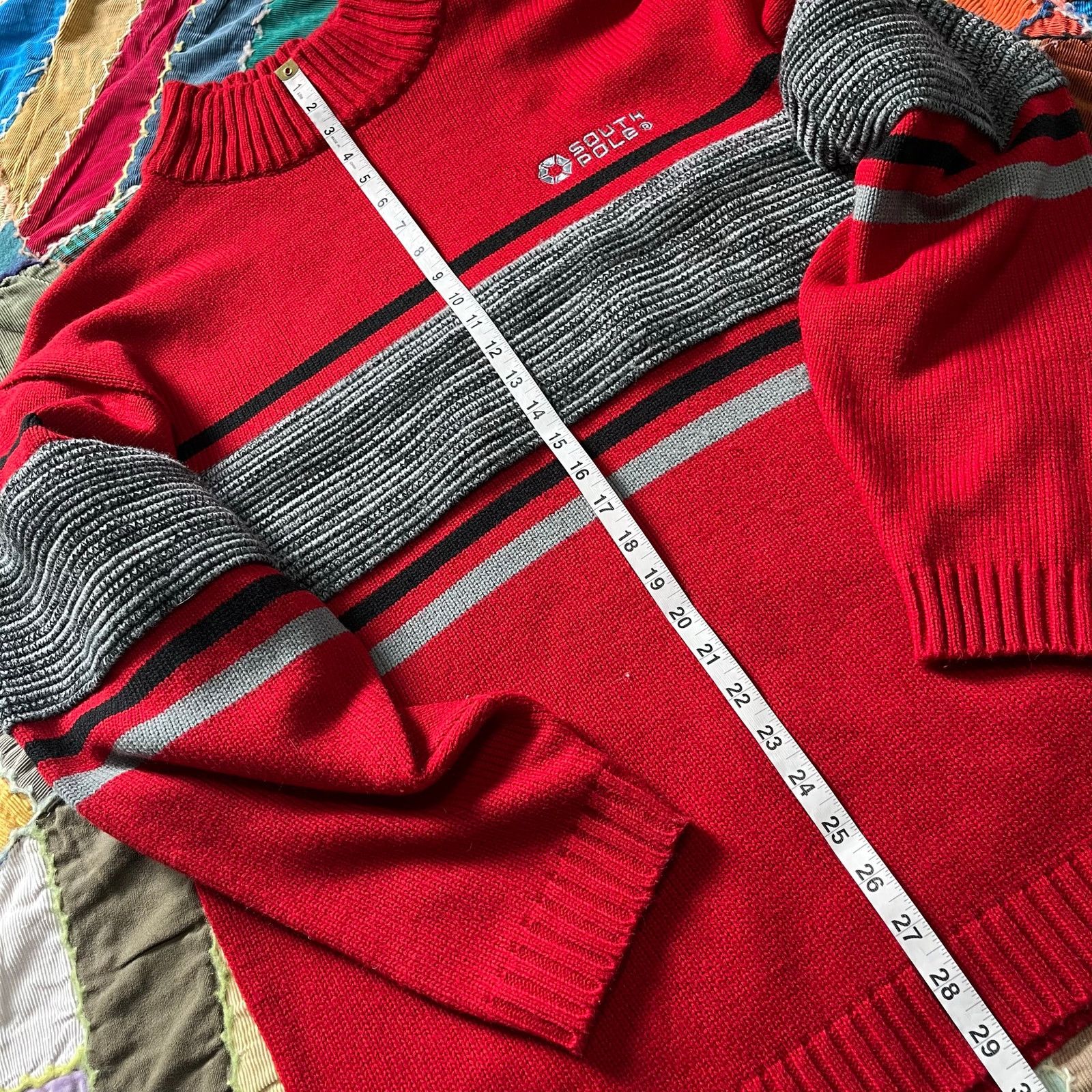 Southpole Y2K Southpole Red w/ Grey Mock Neck Sweater Large Size US L / EU 52-54 / 3 - 4 Thumbnail