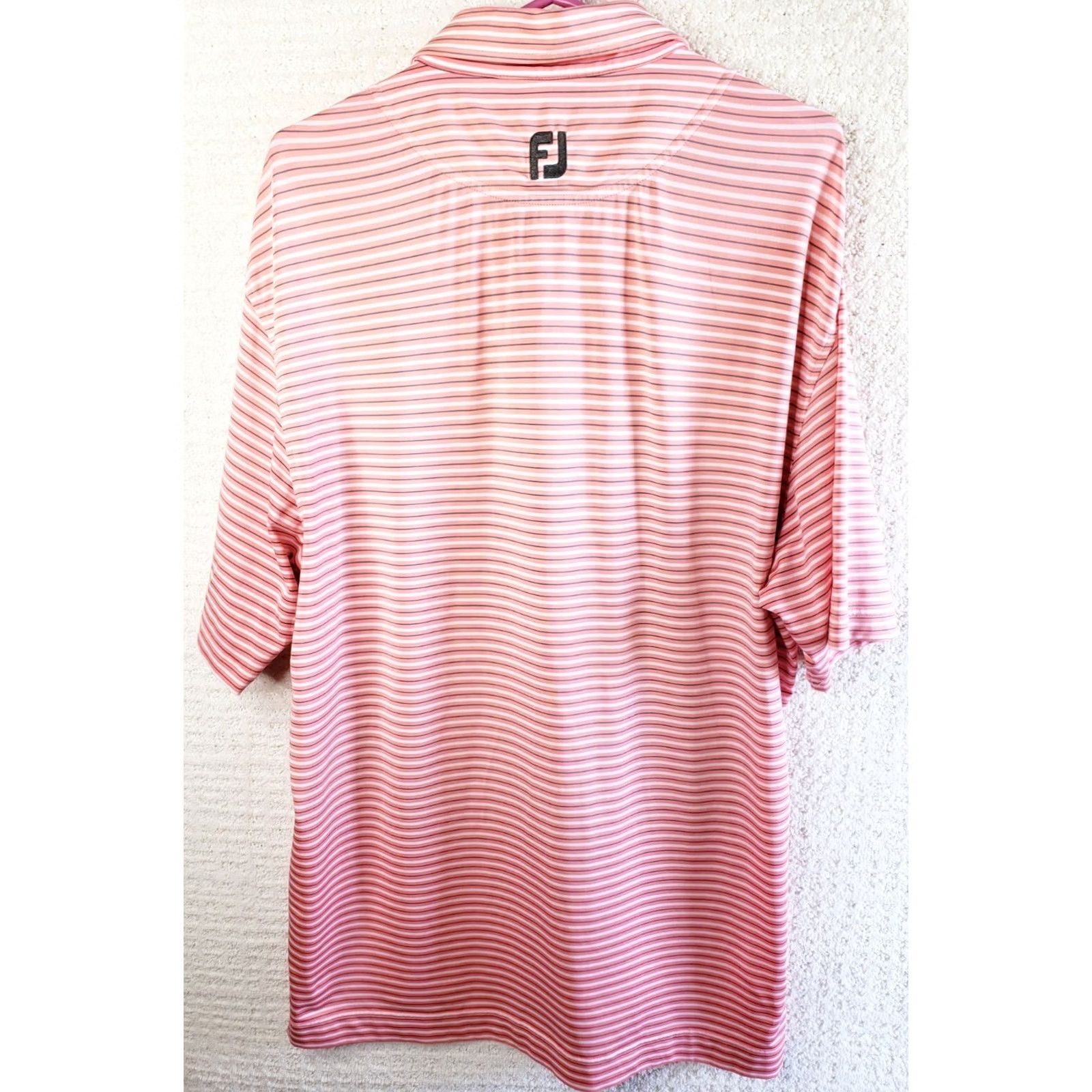 Footjoy FootJoy Mens Polo Golf Shirt Pink Stripe Short Sleeve L Regular Shirt Men Golf Pattern Floral All Over Size US L / EU 52-54 / 3 - 7 Thumbnail
