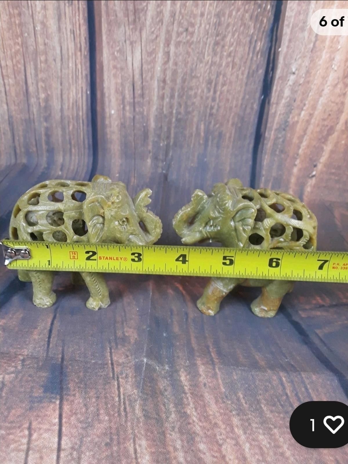 Other 2 Vtg Soapstone "Mother Elephants w Babies" Inside Size ONE SIZE - 6 Thumbnail