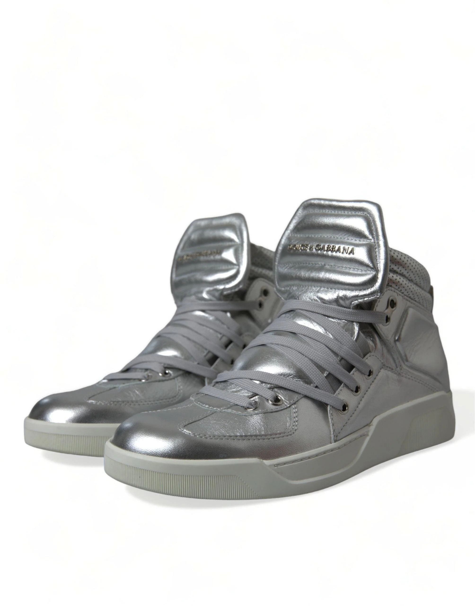 Dolce & Gabbana o1y0125 Logo Hi-Top Sneakers in Silver Size US 7 / EU 40 - 6 Thumbnail
