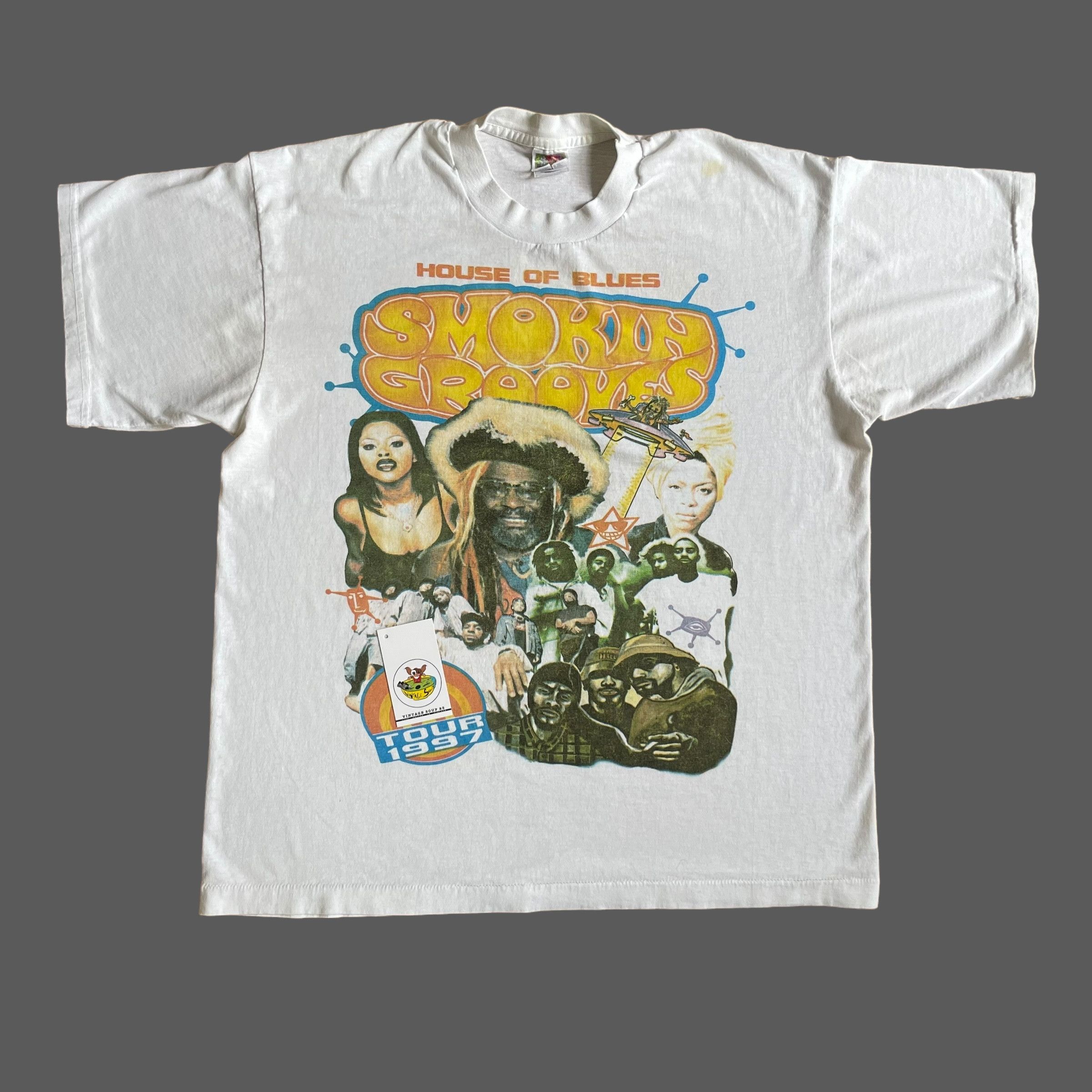 image of Band Tees x Rap Tees Vintage 1997 House Of Blues Smokin Grooves Rap Tee in White, Men's (Size XL)