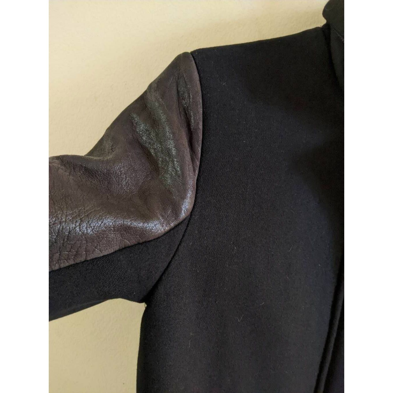 Mackage Mackage Wool Leather Sleeve Coat XS Black Moto Style Jacket Size XS / US 0-2 / IT 36-38 - 9 Thumbnail