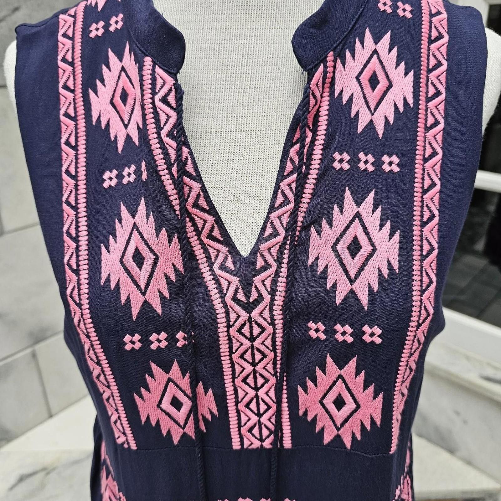 Other Women's Pink and Navy NWT Aztec Print Dress Size L / US 10 / IT 46 - 5 Thumbnail