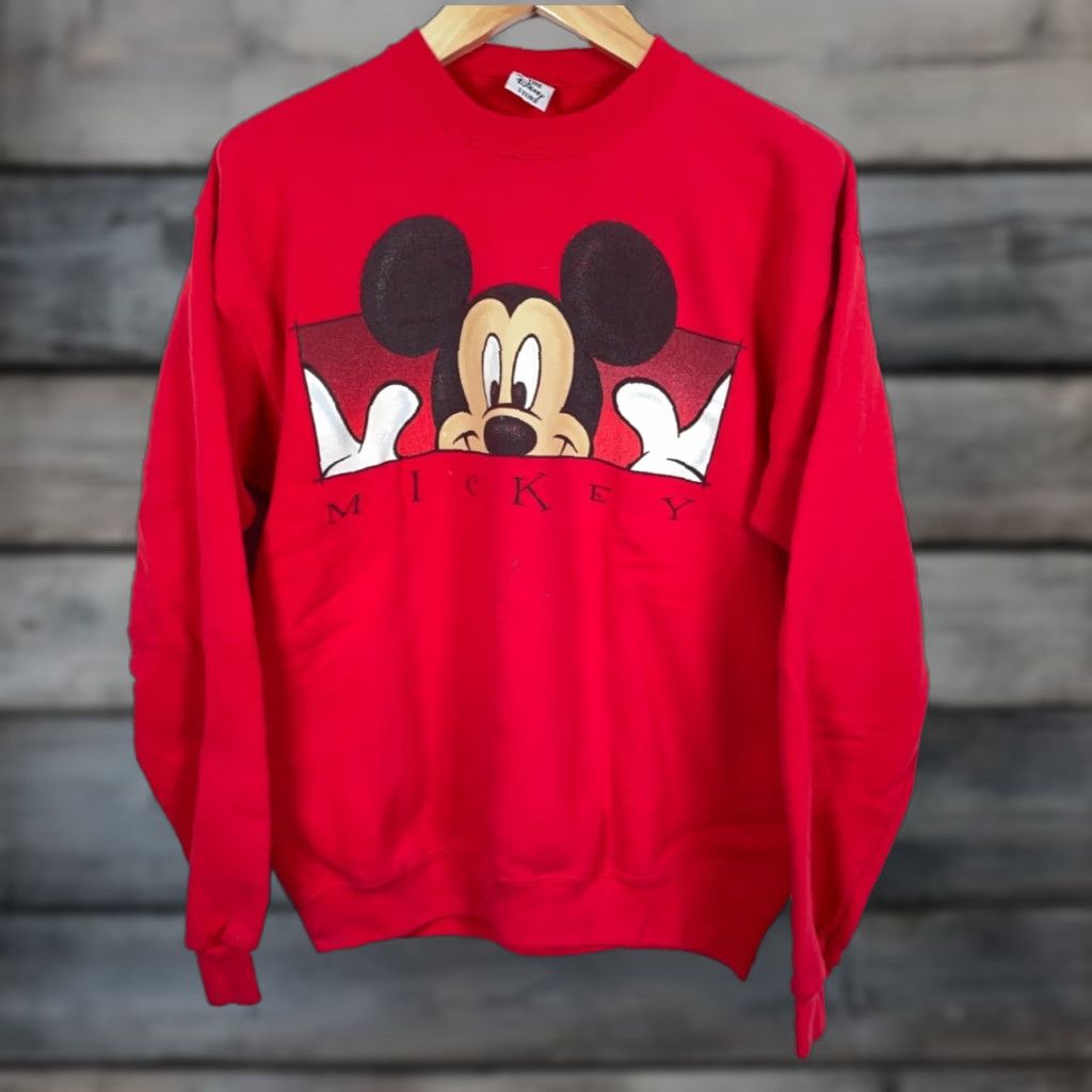 Disney VINTAGE Disney Mickey Mouse Sweatshirt Mens Adult Large Red Crewneck 90s Graphic Print Disney Store Size US L / EU 52-54 / 3 - 1 Thumbnail