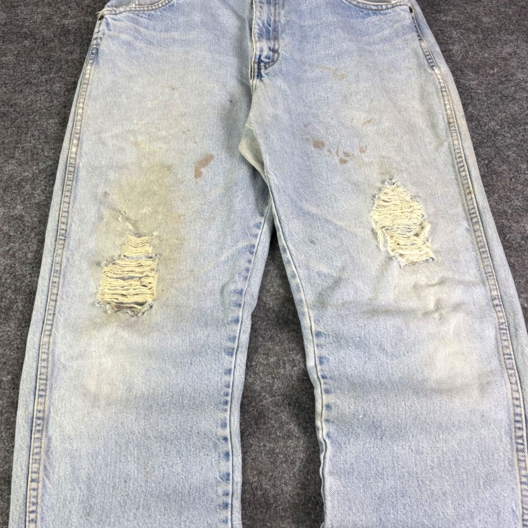 Dickies VINTAGE Dickies Mens Light Wash Thrashed Distressed Straight Leg Denim Jeans 36x30 Size US 36 / EU 52 - 7 Thumbnail