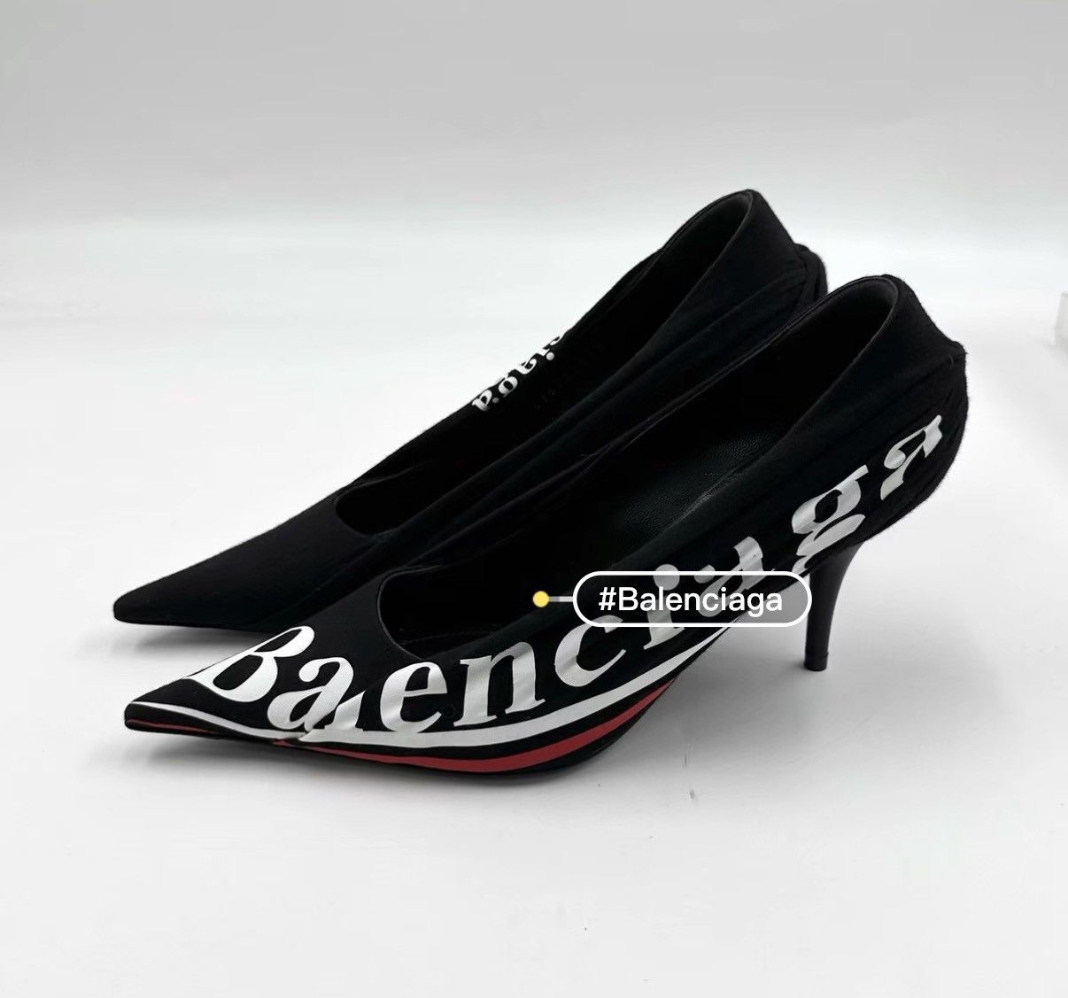 Balenciaga Balenciaga Black Pointed Toe Coke Logo Heels K12 Size US 6 / IT 36 - 1 Thumbnail
