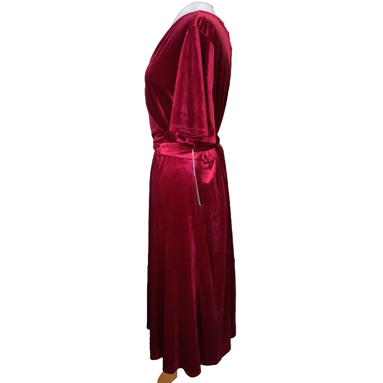 Other TACERA RED HOT VELVET V-NECK FAUX WRAP BELTED DRESS SZ PL Size L / US 10 / IT 46 - 4 Thumbnail
