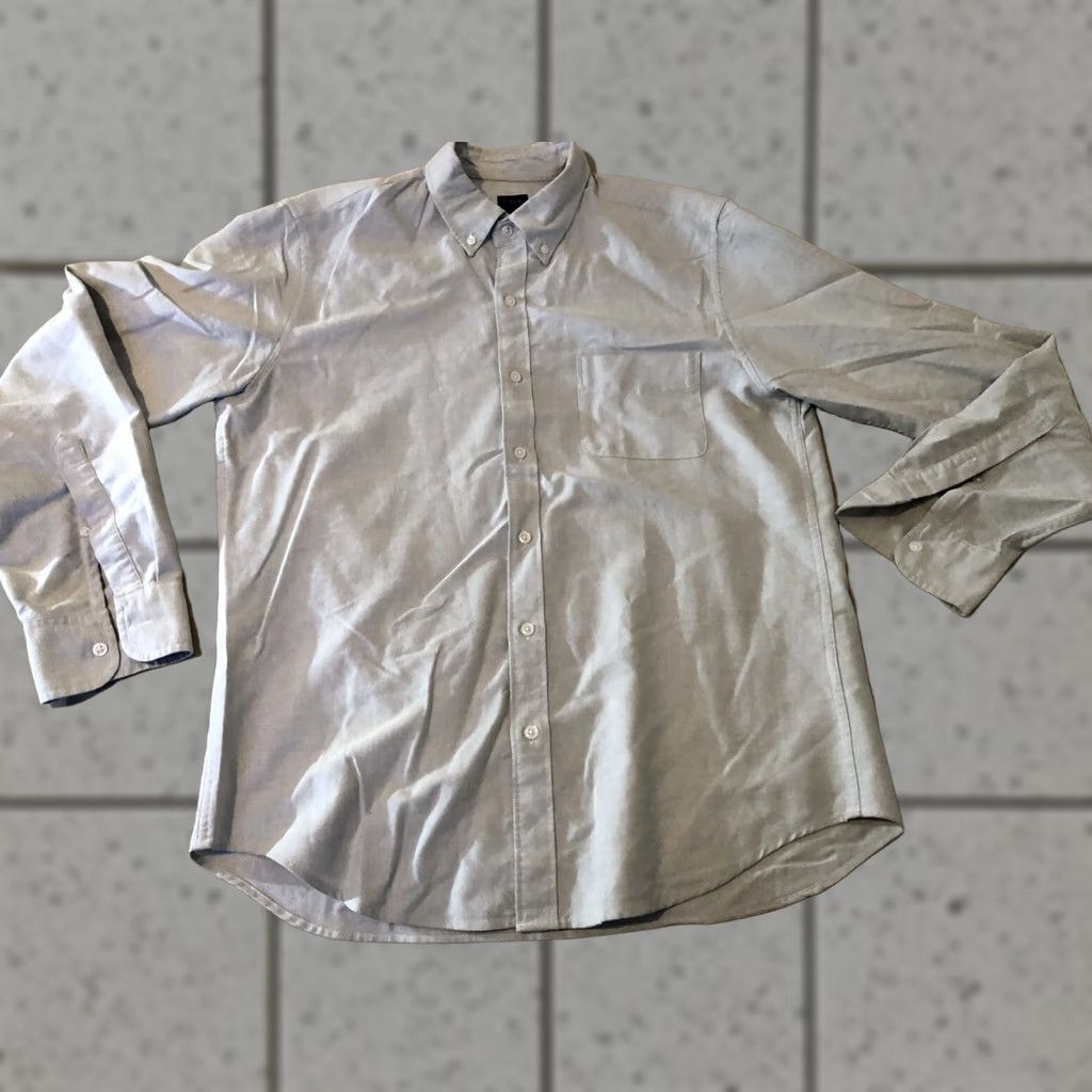 J.Crew J. Crew Dress Shirt L Large 16 1/2 16.5 Gray Cotton Button-Up Mens Long Sleeve Shirt Size 42R - 1 Thumbnail