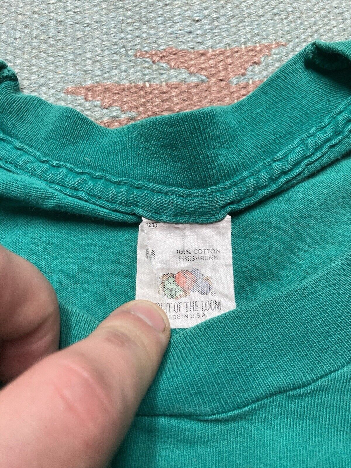 Fruit Of The Loom × Vintage 80s fruit of the loom pocket tshirt blank turquoise cotton M Size US M / EU 48-50 / 2 - 4 Thumbnail