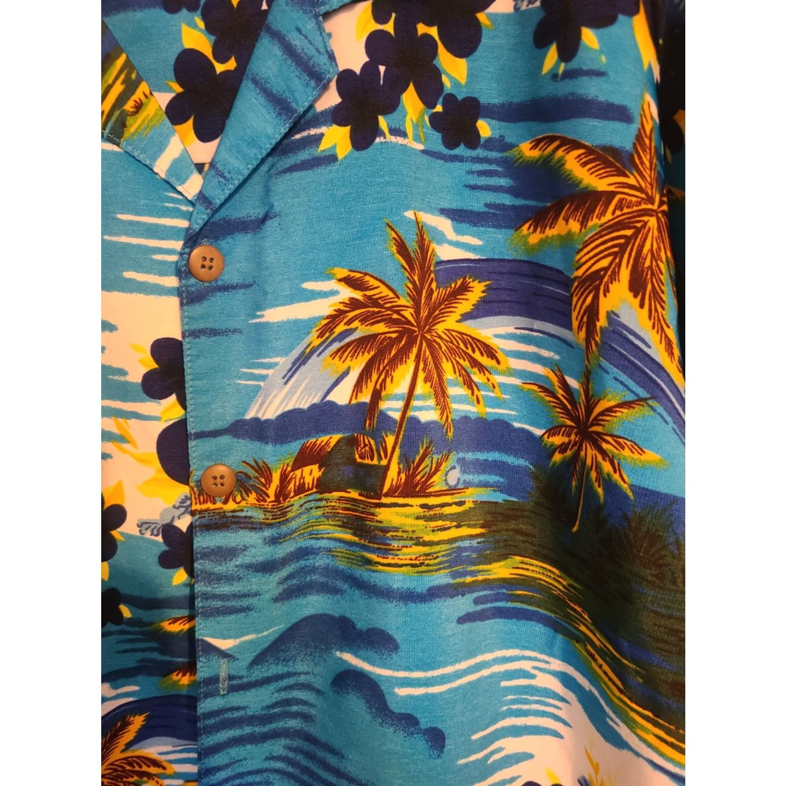 Vintage Reservoir World Wide Hawaiian Blue Short Sleeve Button Up Shirt L Large Men Hawaiian Vintage Floral Shirt Mens Size US L / EU 52-54 / 3 - 3 Thumbnail