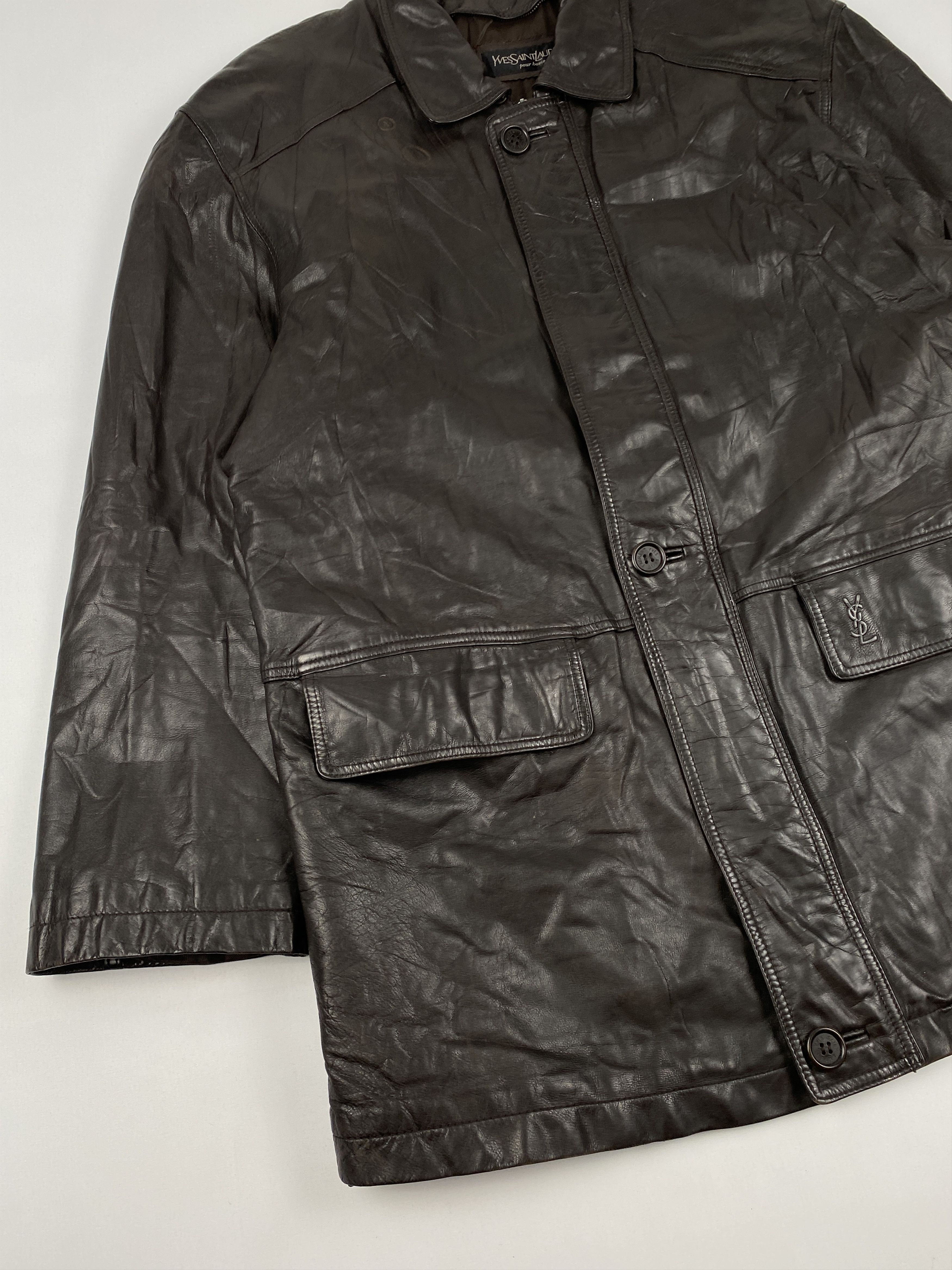 Yves Saint Laurent Leather Car Coat Jacket Size US L / EU 52-54 / 3 - 7 Thumbnail