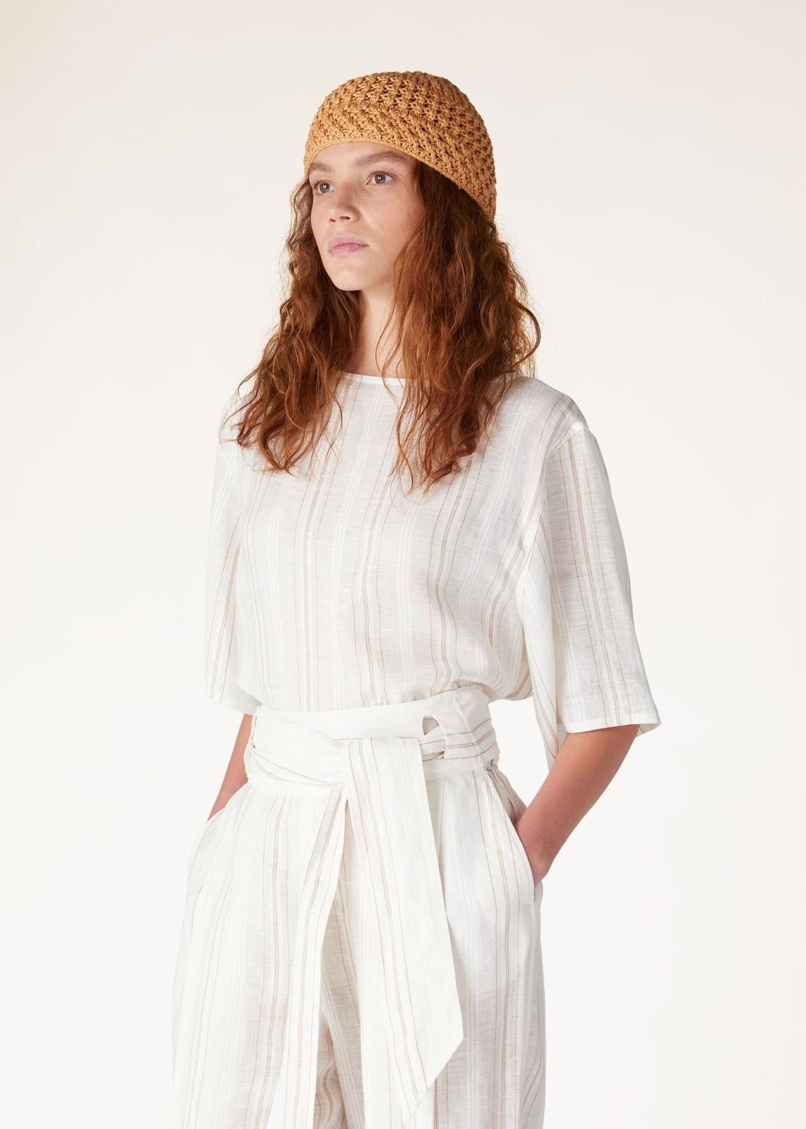 Loro Piana o1srvl11e0725 FAO0488 Mara Linen T-Shirt in White Size M / US 6-8 / IT 42-44 - 4 Thumbnail