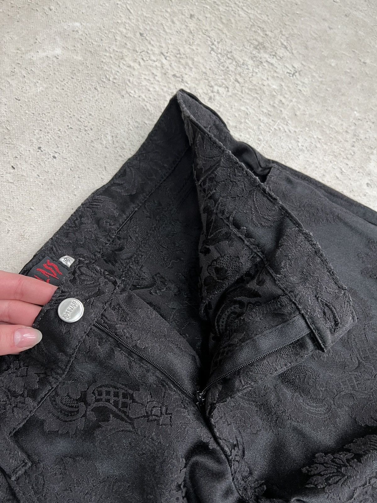 Other Gothic style y2k black regular overprint jeans pants hype Size US 33 - 5 Thumbnail