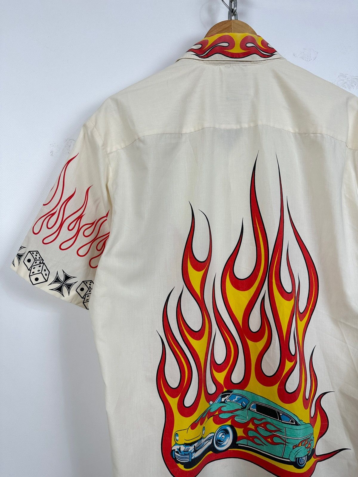 Other Vintage Pete Chenaski Fire Flame Car Crazy Hawaiian Shirt Size US XL / EU 56 / 4 - 11 Thumbnail