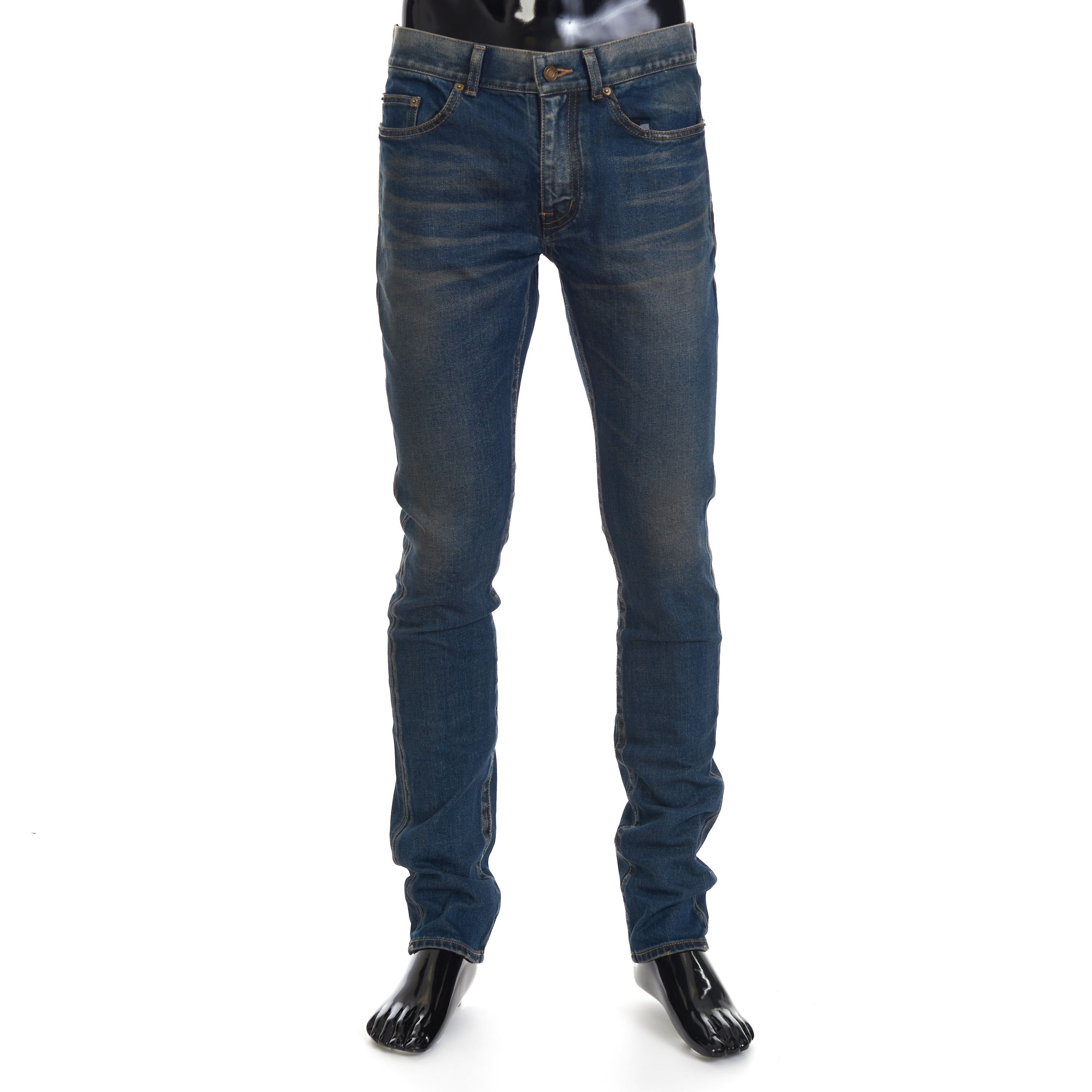 image of Saint Laurent Paris Skinny Jeans - Winter Blue Denim, Low Rise, Five Pocket, Men's (Size 30)