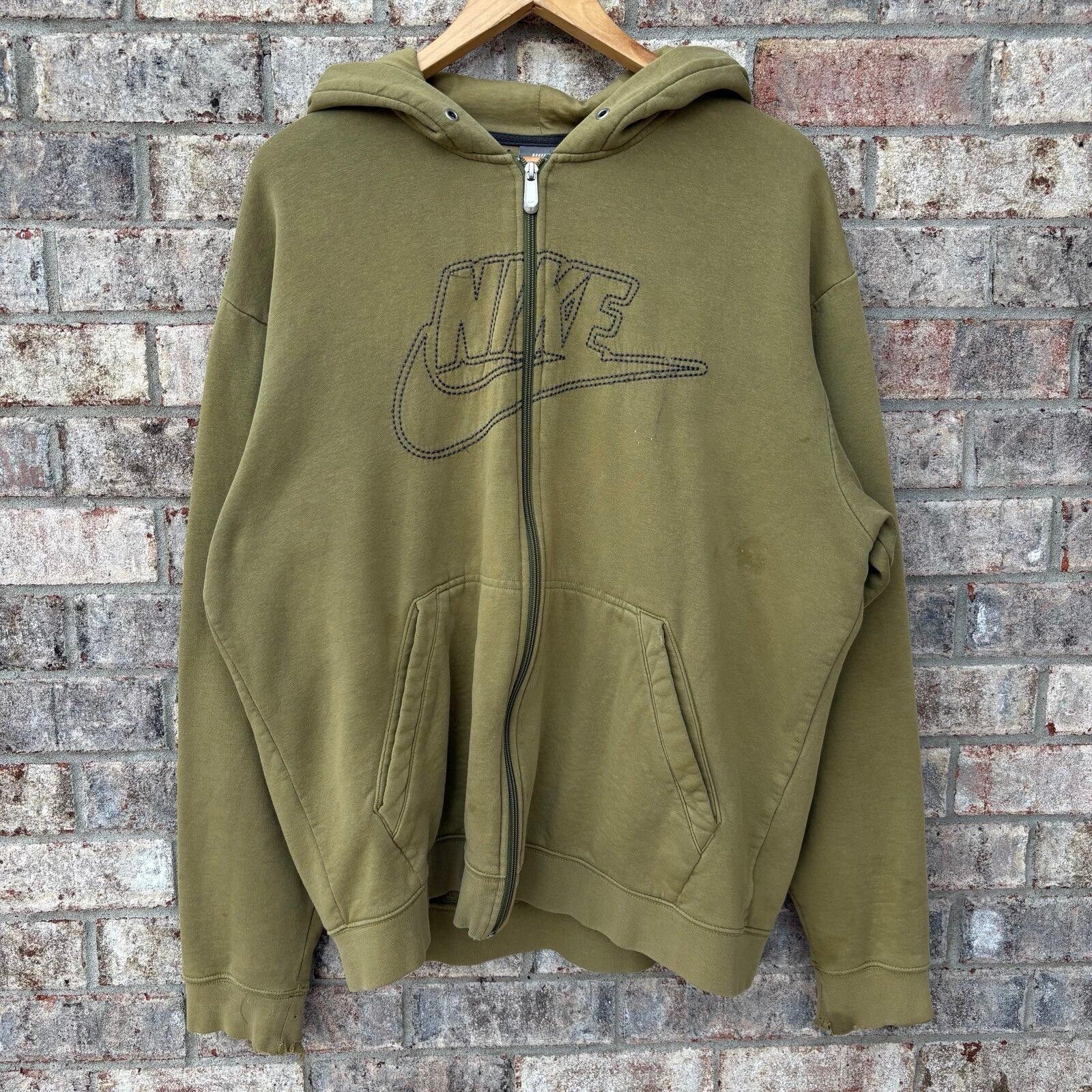 Nike Vintage Olive Green Nike hoodie zipup Size US XL / EU 56 / 4 - 1 Thumbnail